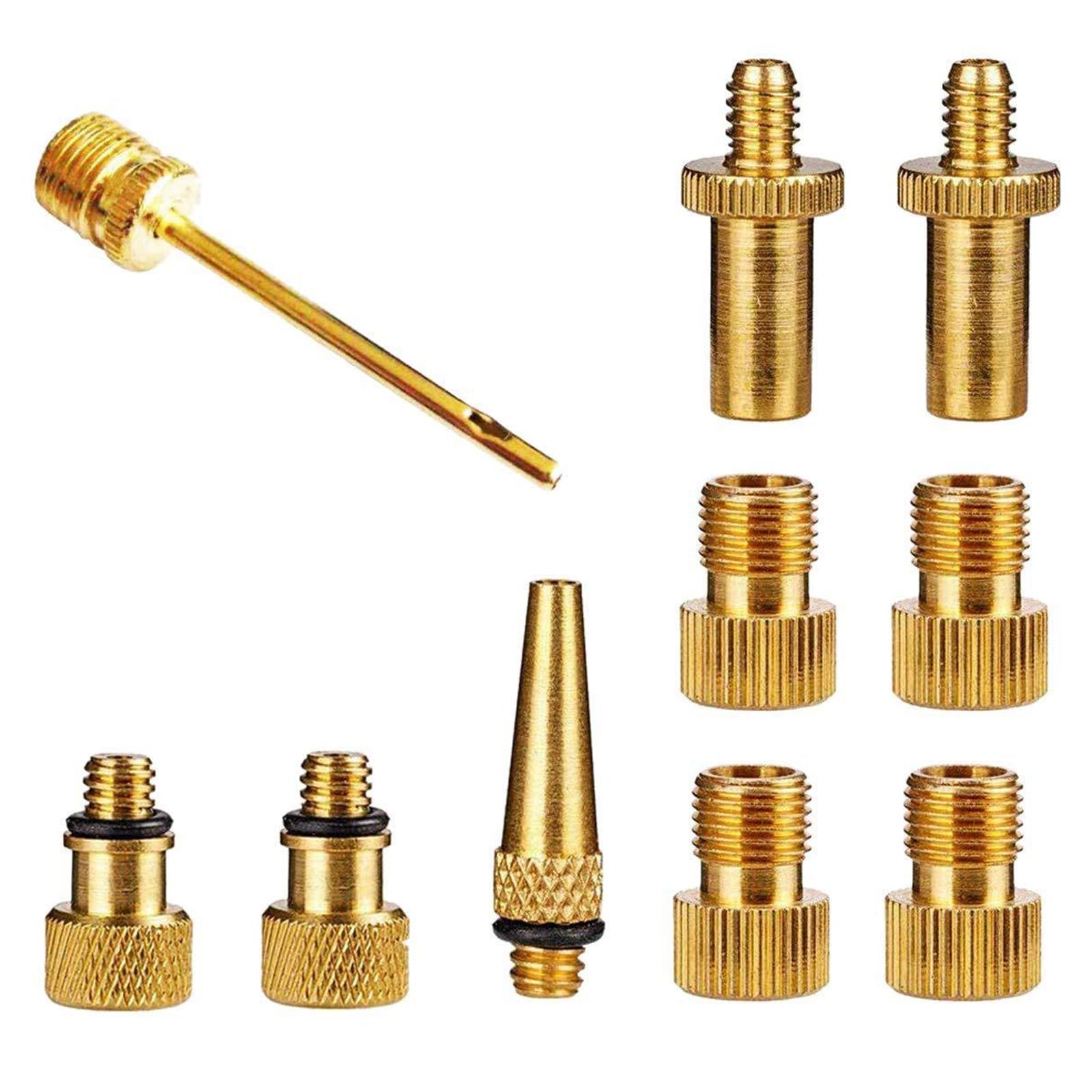 10 Piece Bicycle Valve Adapter Set, 4 Styles + 1 Needle French/American/English Conversion for Bike Pumps