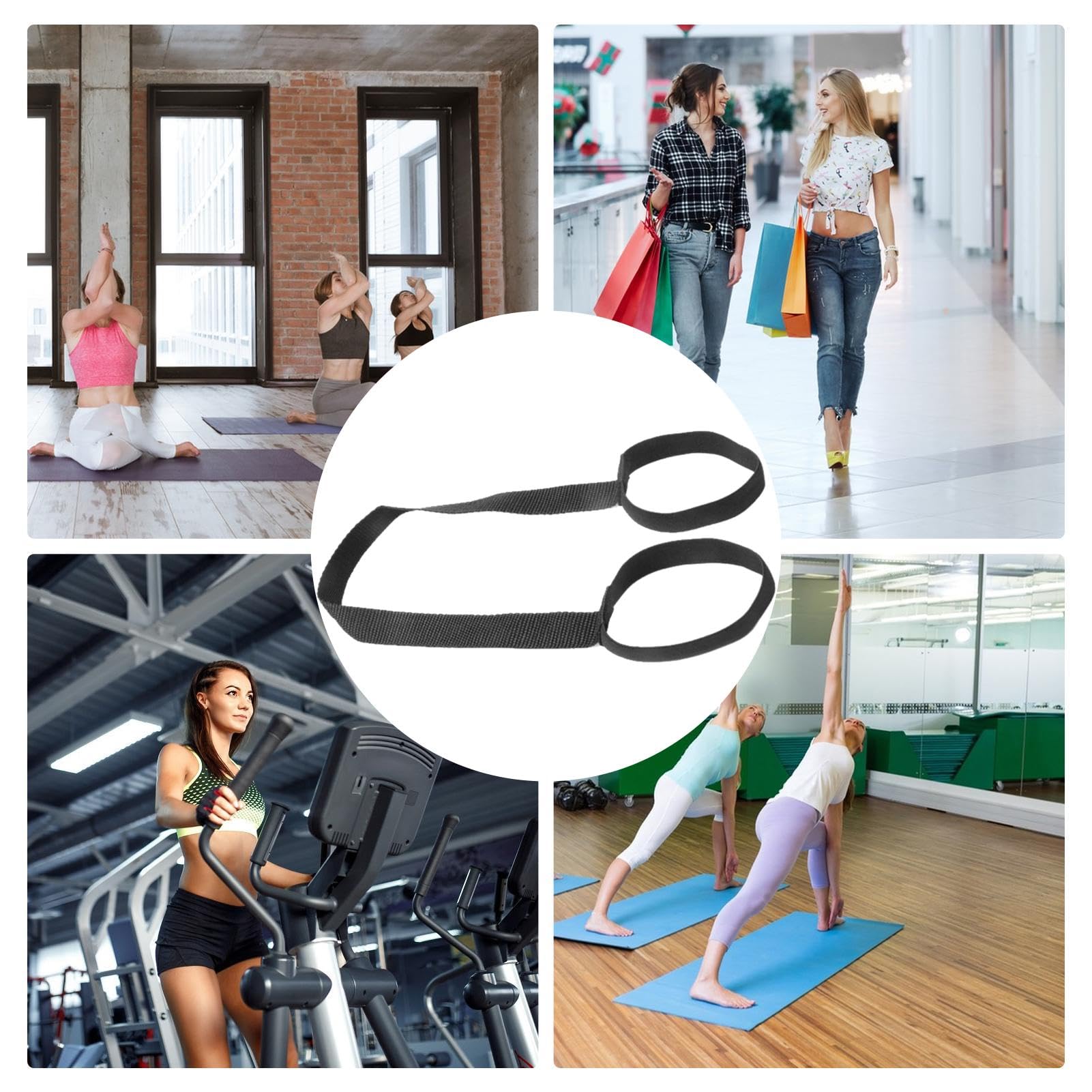 Yogamatten-Tragegurt – Yogamatten-Trageriemen, rutschfestes Stretchband, verstellbar, Mattenhalter, Mehrzweck-Yogamatten-Tragegurt für Yogamatte, Schwarz , 21.65x0.98 inches