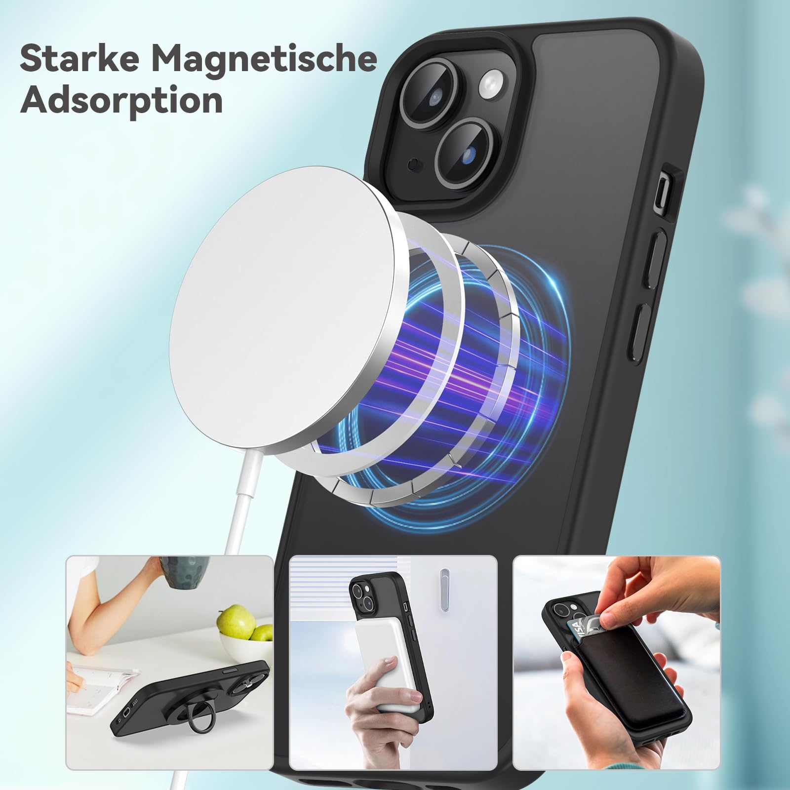 Opkiegrn Cover per iPhone 16e / 15/14 / 13, Antigraffio Antiurto Anti Ingiallimento Antishock Anticaduta Grado Militare Potettiva, Slim Trasparente HD Custodia per iPhone 16e / 15/14 / 13, Nero Opkiegrn Cover per iPhone 16e / 15/14 / 13, Antigraffio Antiurto Anti Ingiallimento Antishock Anticaduta Grado Militare Potettiva, Slim Trasparente HD Custodia per iPhone 16e / 15/14 / 13, Nero