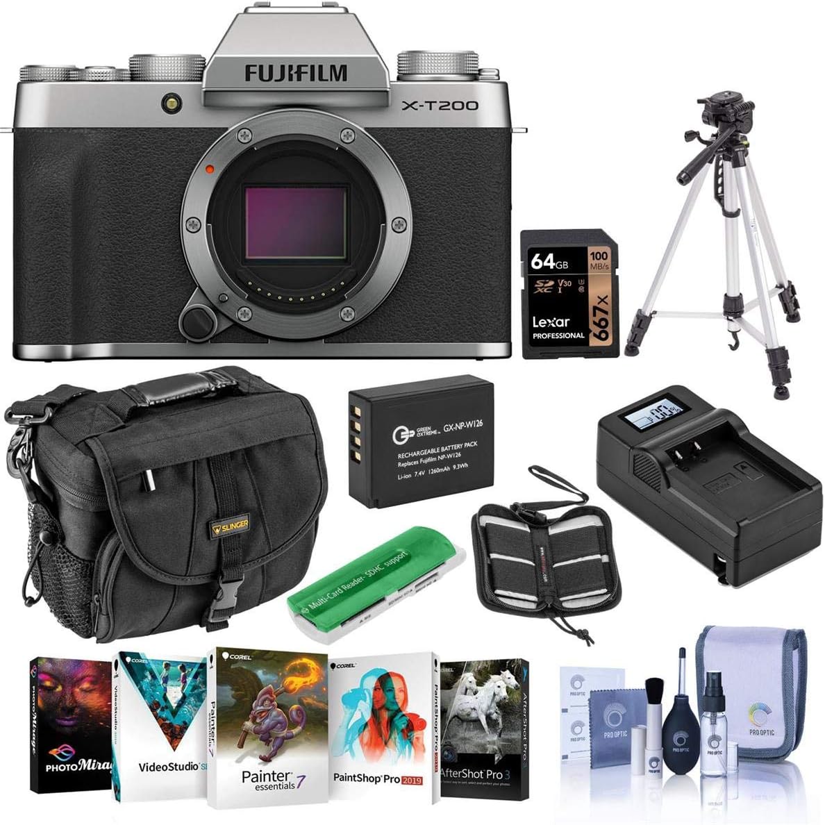 Fujifilm XT200 Mirrorless Digital Camera Body, Silver