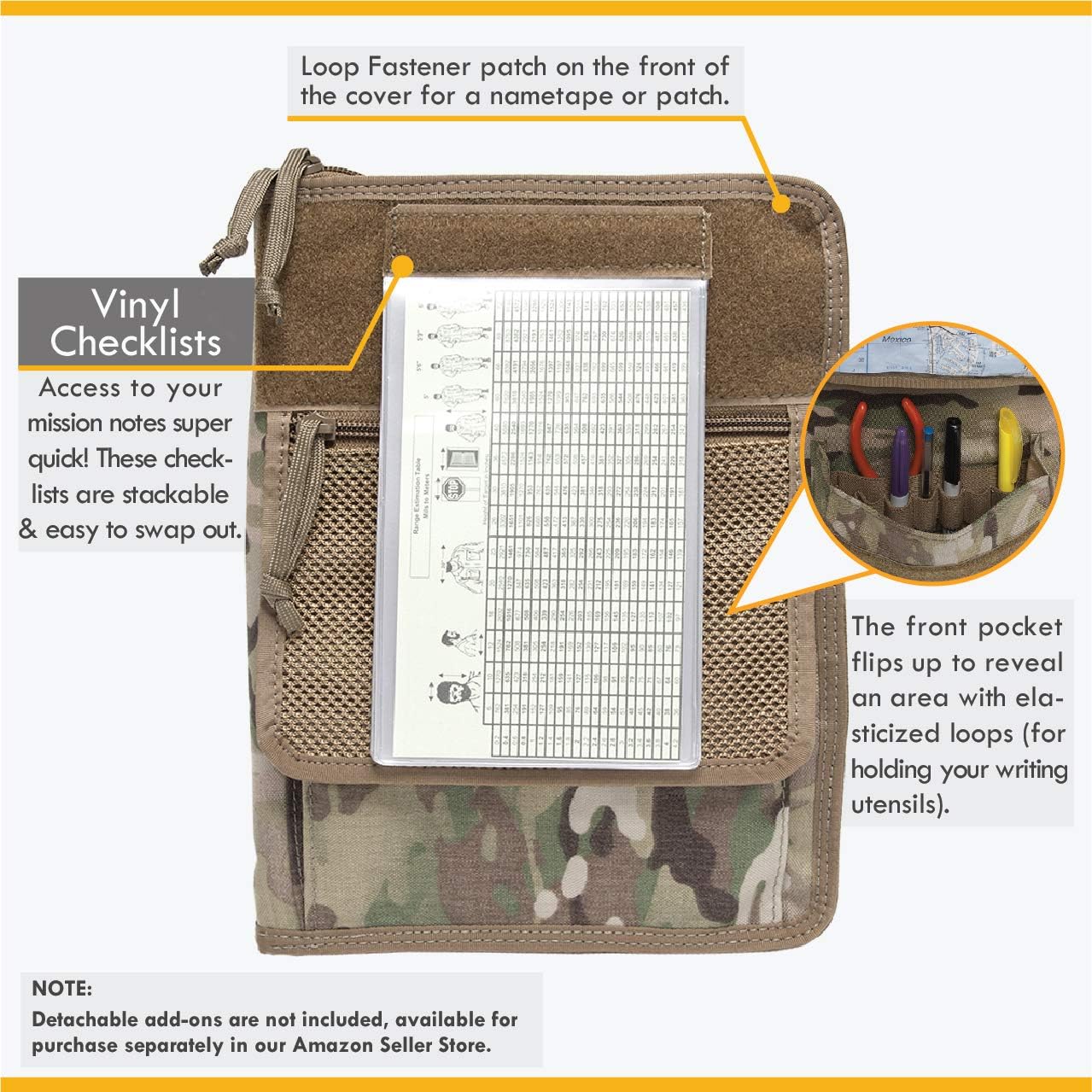 Tactical Notebook Covers Tactical Leaderbook Cover System | Zippered Case for Notebooks 9" x 6" to 9.75" x 7" with Pen Loops | Durable Organizer for Field Use