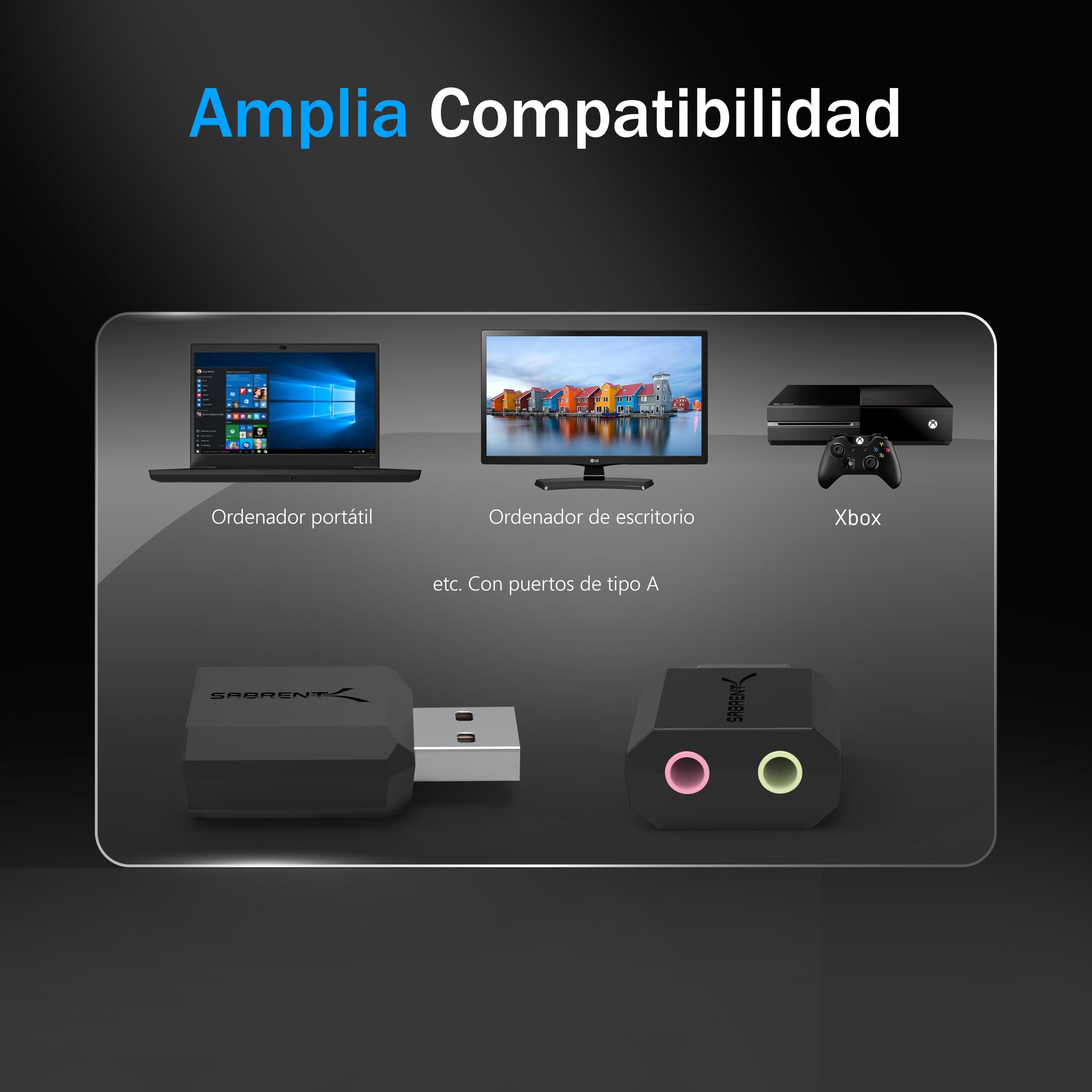 SABRENT | Adaptador USB a Jack de 3,5 mm para Auriculares con Entrada de micrófono | Tarjeta de Sonido Externa USB estéreo 3D | Compatible con PS4, Windows y Mac [AU-MMSA]
