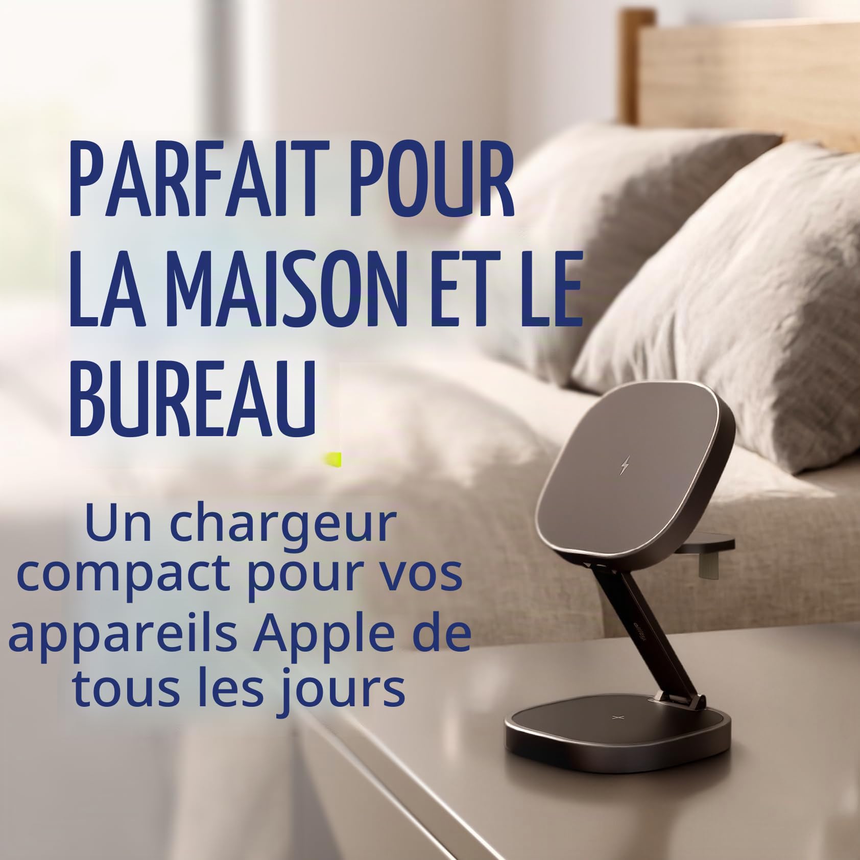 Chargeur 3 en 1 25 W - Station de Charge sans Fil Pliable pour iPhone, Apple Watch et AirPods - Mini Support de Charge sans Fil avec LED et USB-C - Compatible avec Qi et MagSafe - Graphite