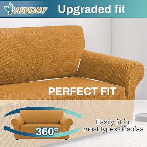 Vista 160 de Asnomy Couch Covers for 3 Cushion Couch Stretch Sofa Covers Slipcovers, Pet Protector Furniture Covers for Dogs Cats Spandex Jacquard Fabric Small
