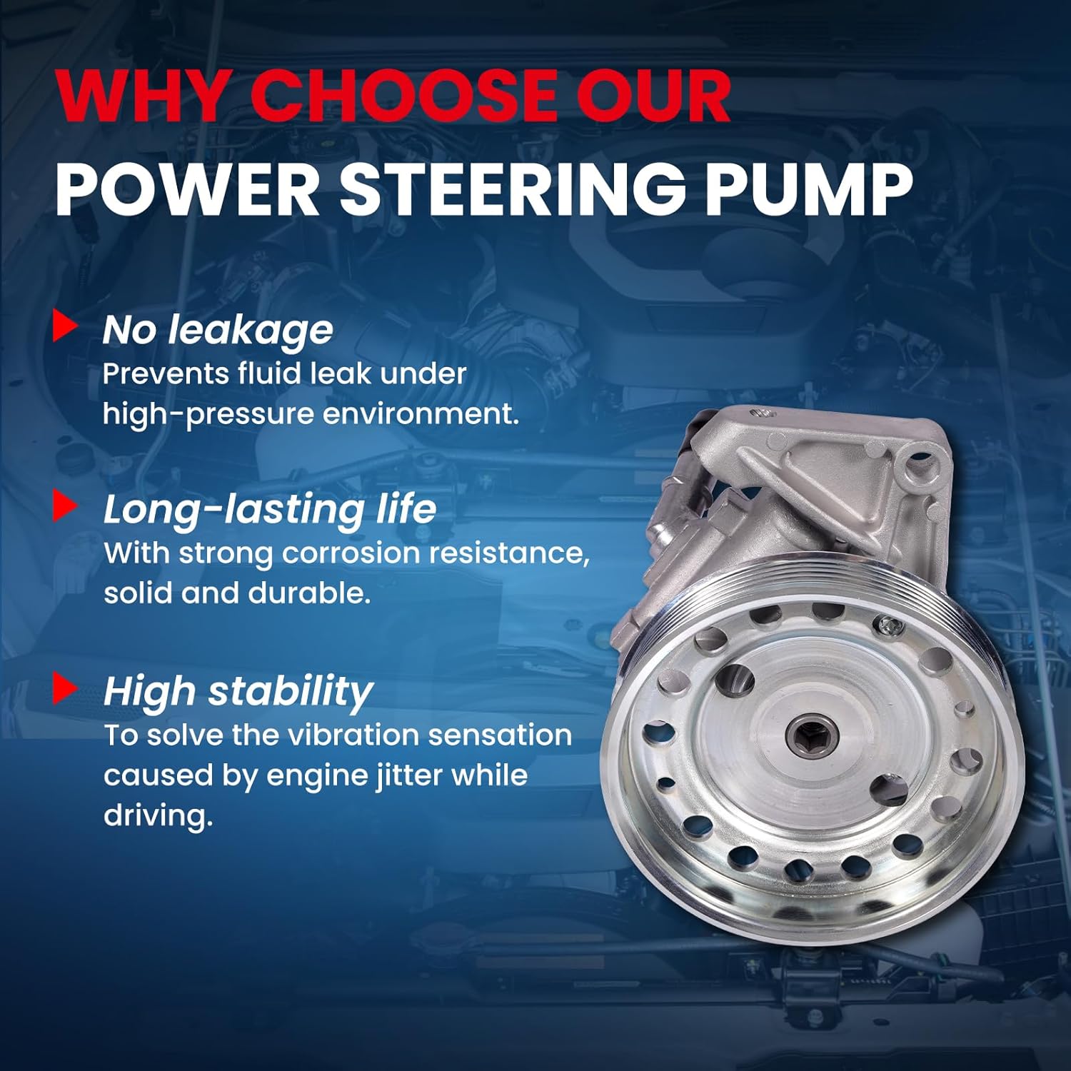 MOCA Power Steering Pump w/Pulley Fits for 2010 for Volvo XC60 3.0L/ 3.2L, 2008-2010 for Volvo XC70 S80 V70 3.2L/ XC70 3.2L, 2007-2014 for XC90 3.2L, 2008-2012 for Land Rover LR2 3.2L