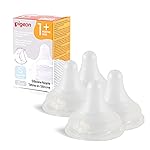 Pigeon Silicone Nipple (S) with Latch-On Line, Natural Feel, 1+ Months, 4 Counts