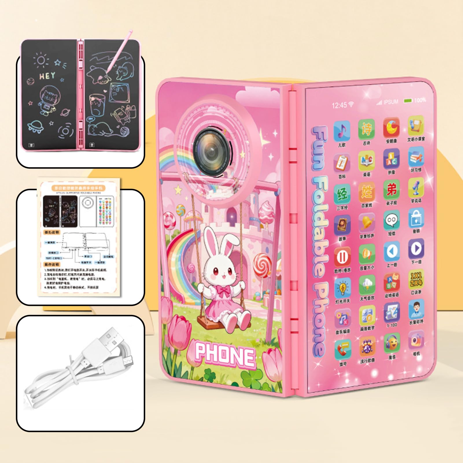 Kinder Spielzeug Telefon | Faltbares Spielzeughandy,Kindermusikspielzeug,für Kinder Junge Mädchen Geschenk Zuhause Reise Urlaub
