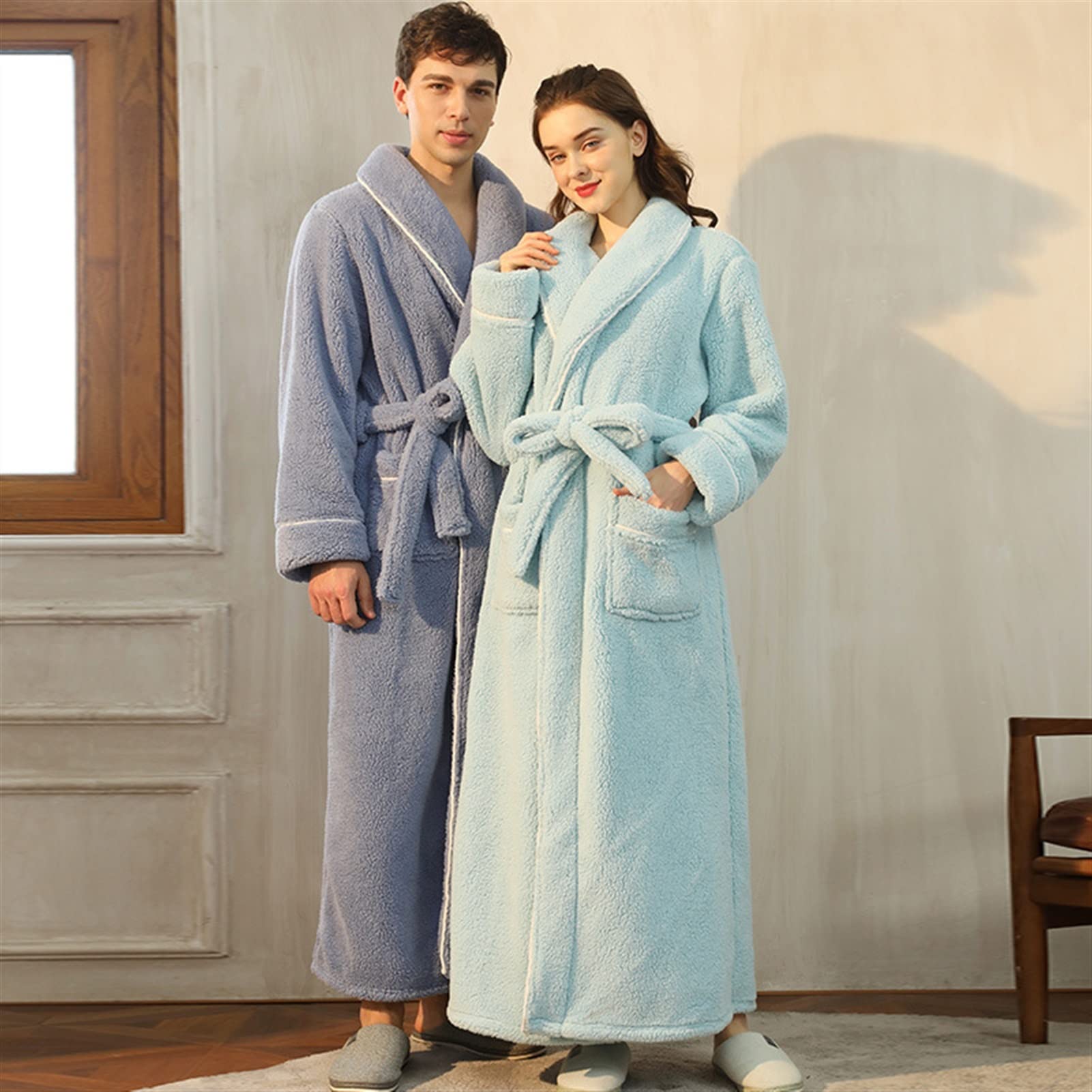 Amazon.com: Quality Comfort Cotton Velvet Bathrob Winter Men Women Luxury  Thicken Warm Dressing Gown Plus Large Size House Robe (Color : Beige, Size  : XXXL 85-105KG) : Clothing, Shoes & Jewelry
