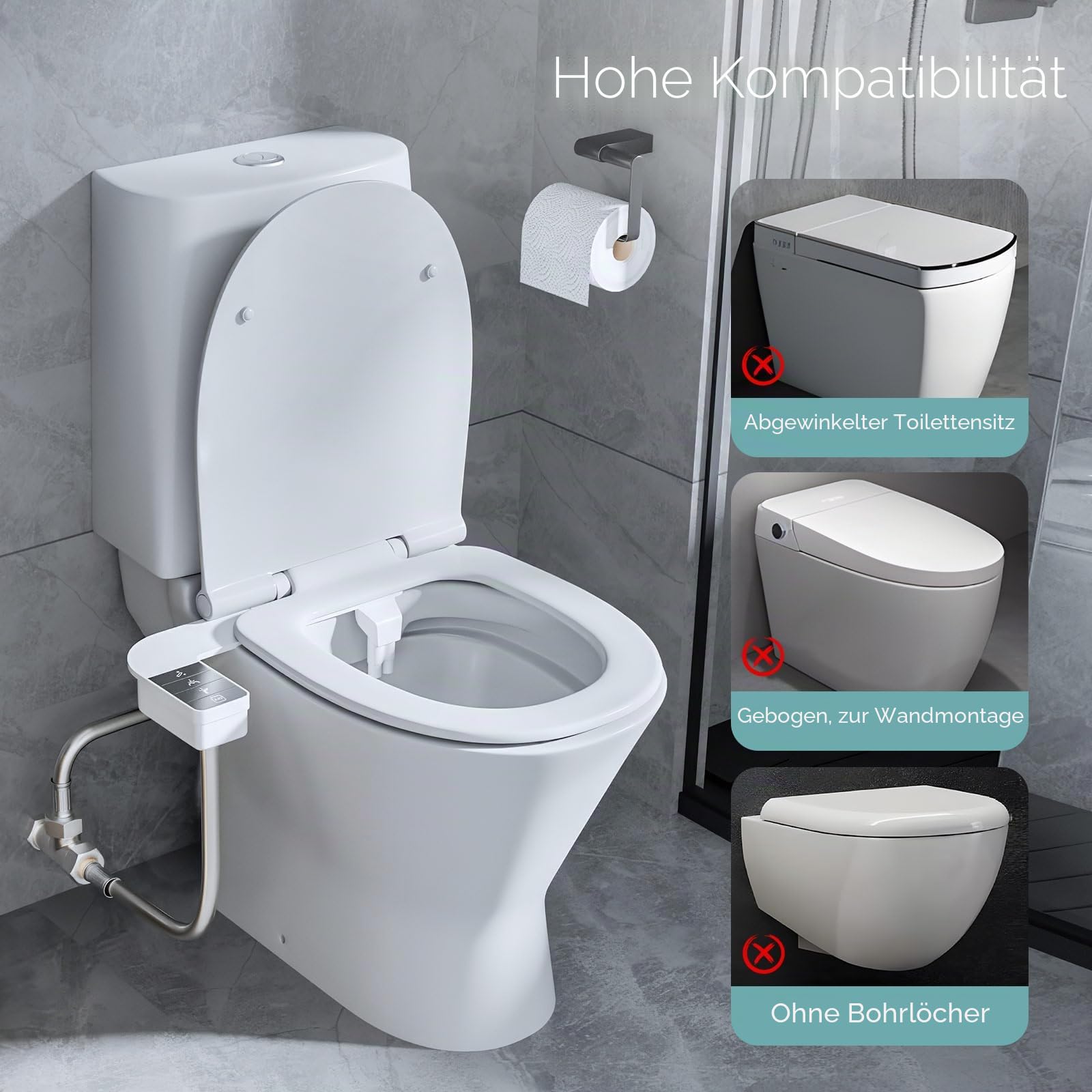 Bidet Aufsatz für Toilette, Nicht Elektrisches Kaltwasser-Bidet mit Einziehbaren Doppel Selbstreinigenden Düsen (Front- und Heckreinigung), verstellbarer Wasserdruck WC Bidet Aufsatz