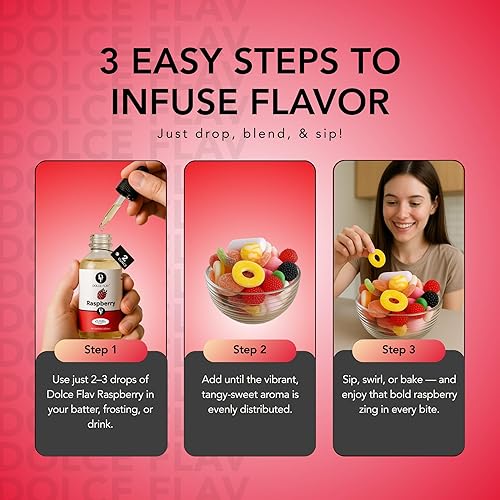 Miniatura 5 de Dolce Flav Extracto de frambuesa: 2 onzas de Kosher, soluble en aceite, sin azúcar, saborizante concentrado de frambuesa para chocolates, dulces y