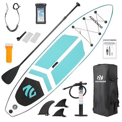 ADVENOR Paddle Board 11'x33 x6 Extra Wide Inflatable Stand Up Paddle Board with Hand Pump,Leash, Adjustable Paddle For Basic Version, Extra Kayak Paddle Kayak Seat 2 Fishing Mounts For Fishing Version