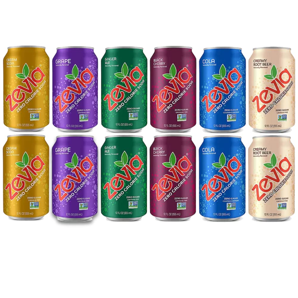 Zevia Sugar Free Soda Variety Pack, 6 Multi Flavor Soda