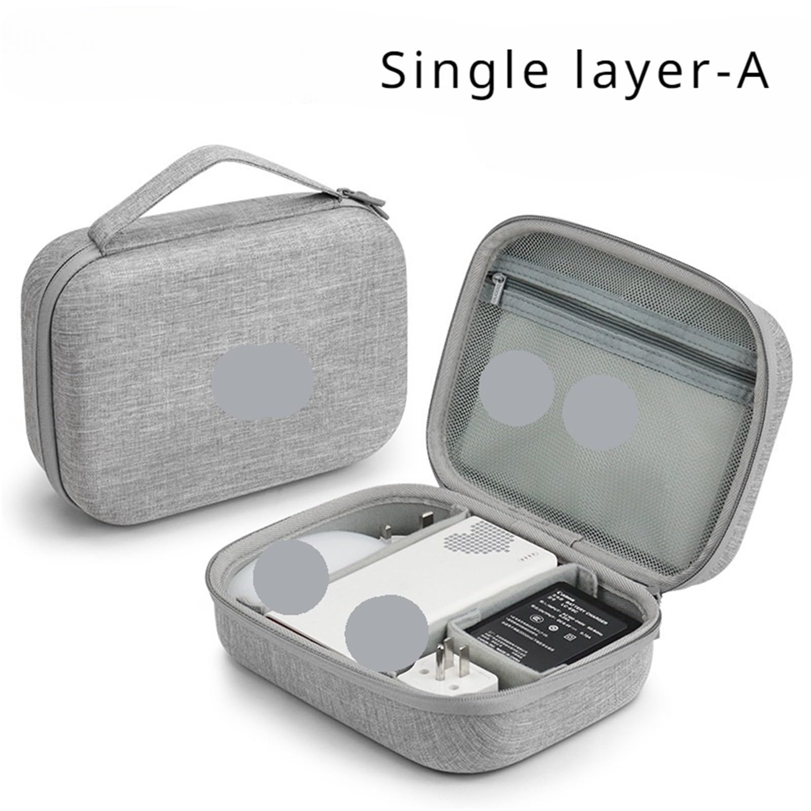 Custodia rigida impermeabile for accessori elettronici Custodia organizer for banca di potere di grande capacità Borsa for passaporto da viaggio digitale Per Cavi, Caricabatterie(Double layer-Gray-XL)