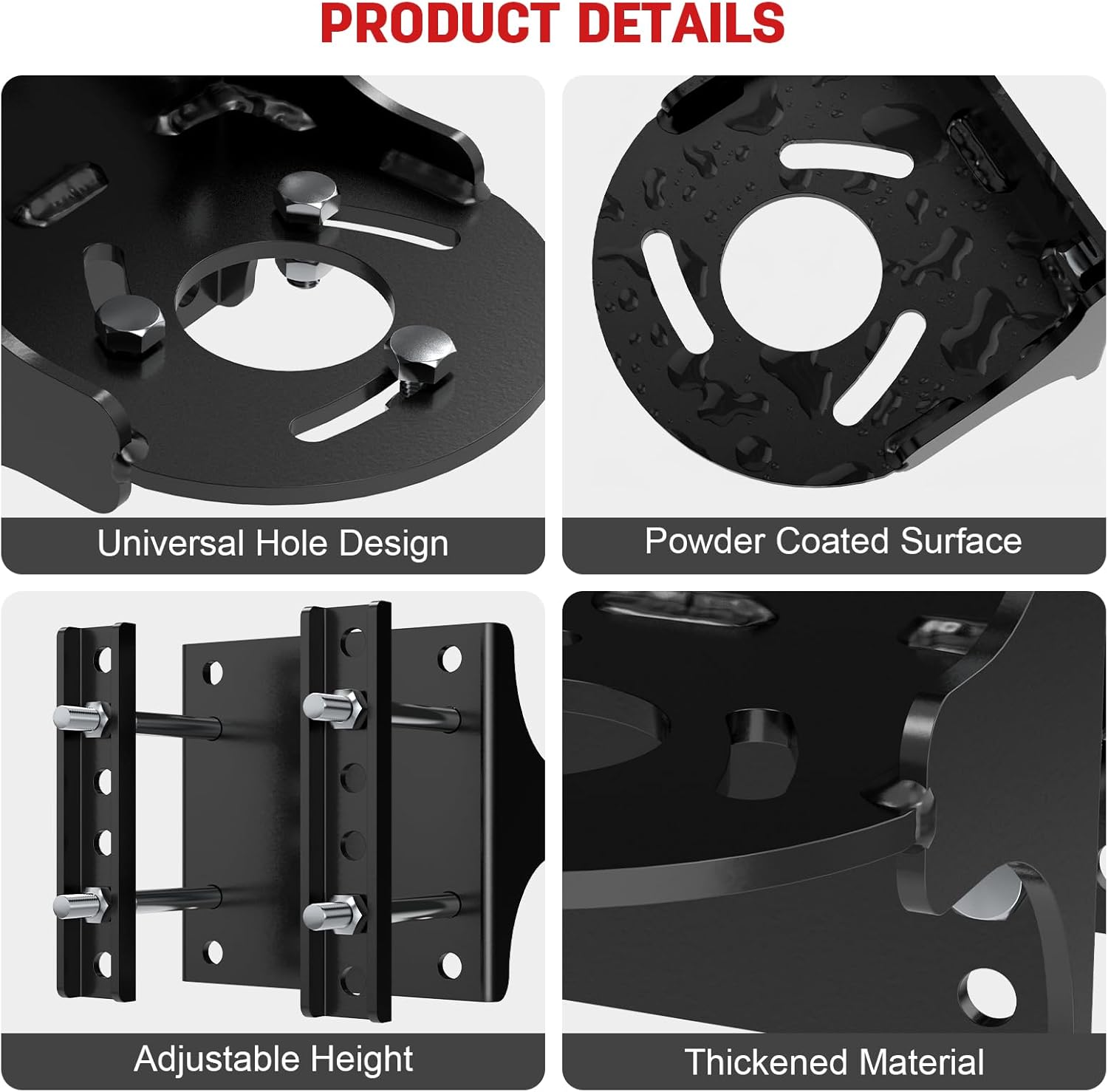 Bolt-On Jack Stand Bracket Kit for 3-Bolt and A-Frame Style Tongue Jack, Bolt-On Relocation Jack Bracket for Electric Trailer Jack Side Mounting Kit, Black Powder Coated