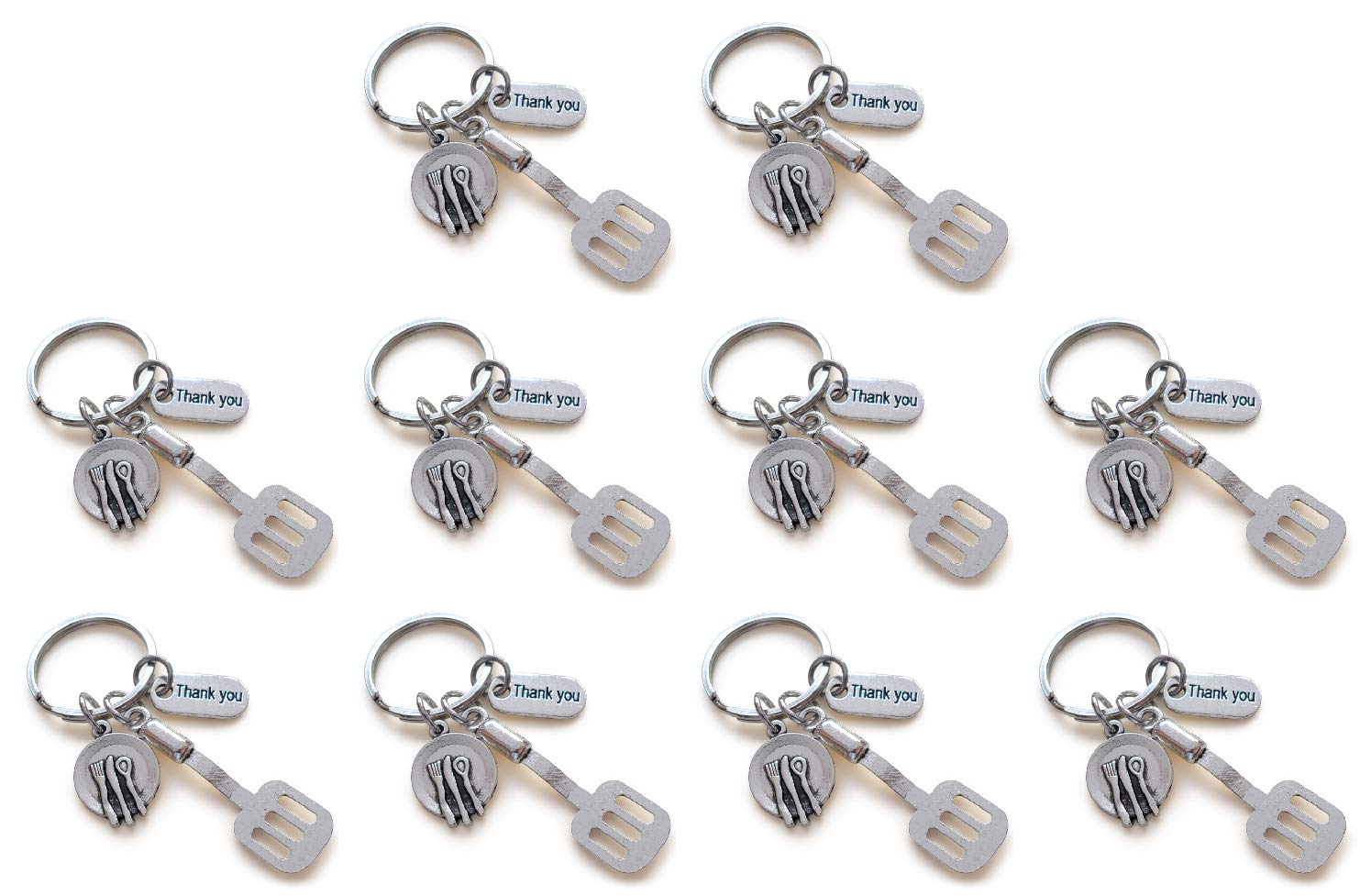 JewelryEveryday School Lunch Server Spatula Thank You Keychain Appreciation Gift (Set of 10)