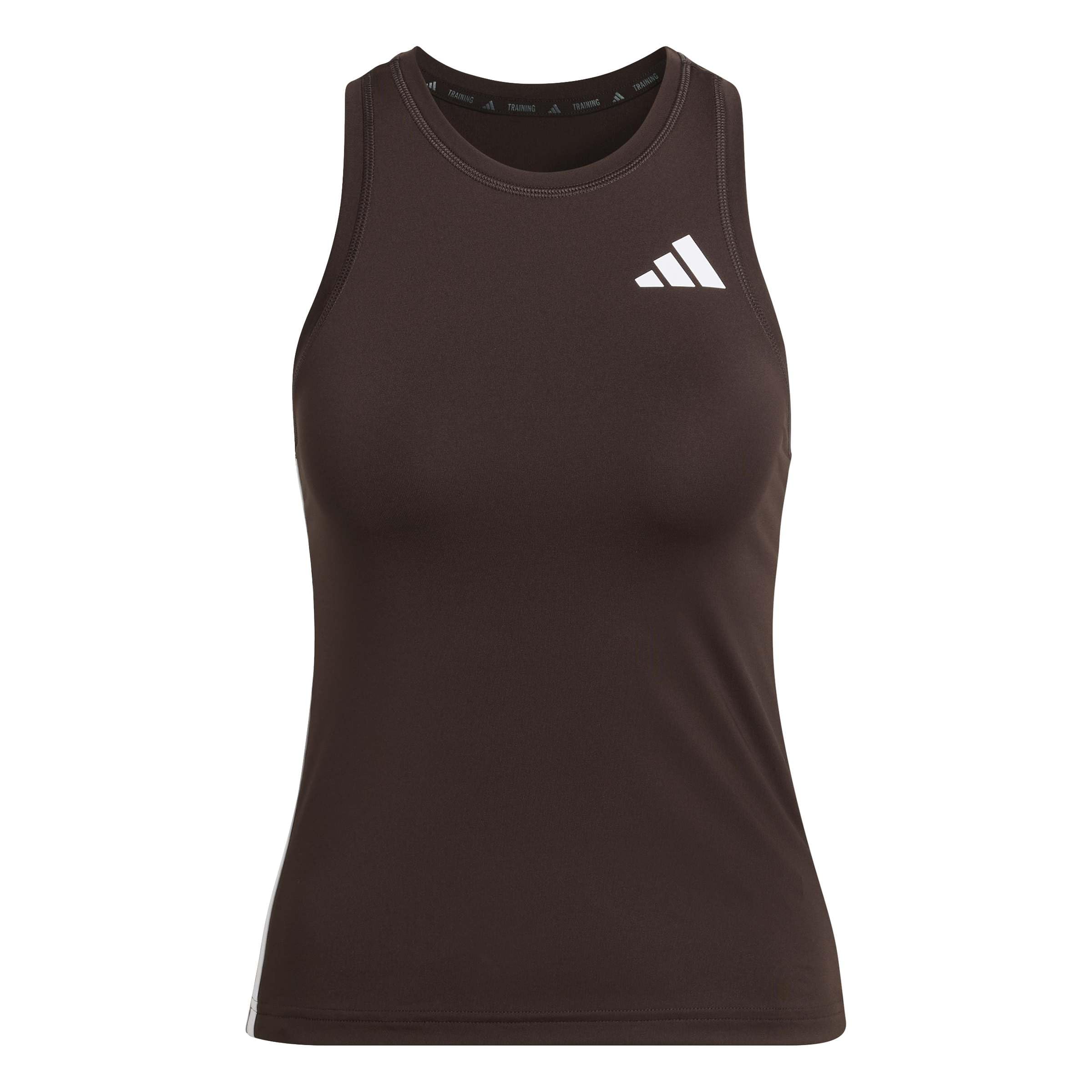 adidas Women's Train Essentials 3-Stripes Workout Tank, Aurora Coffee/White, L