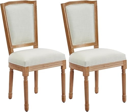 Miniatura 45 de Kiztir Juego de 2 sillas de comedor de ratán, sillas de comedor francesas de mediados de siglo, sillas de comedor de granja con respaldo alto para