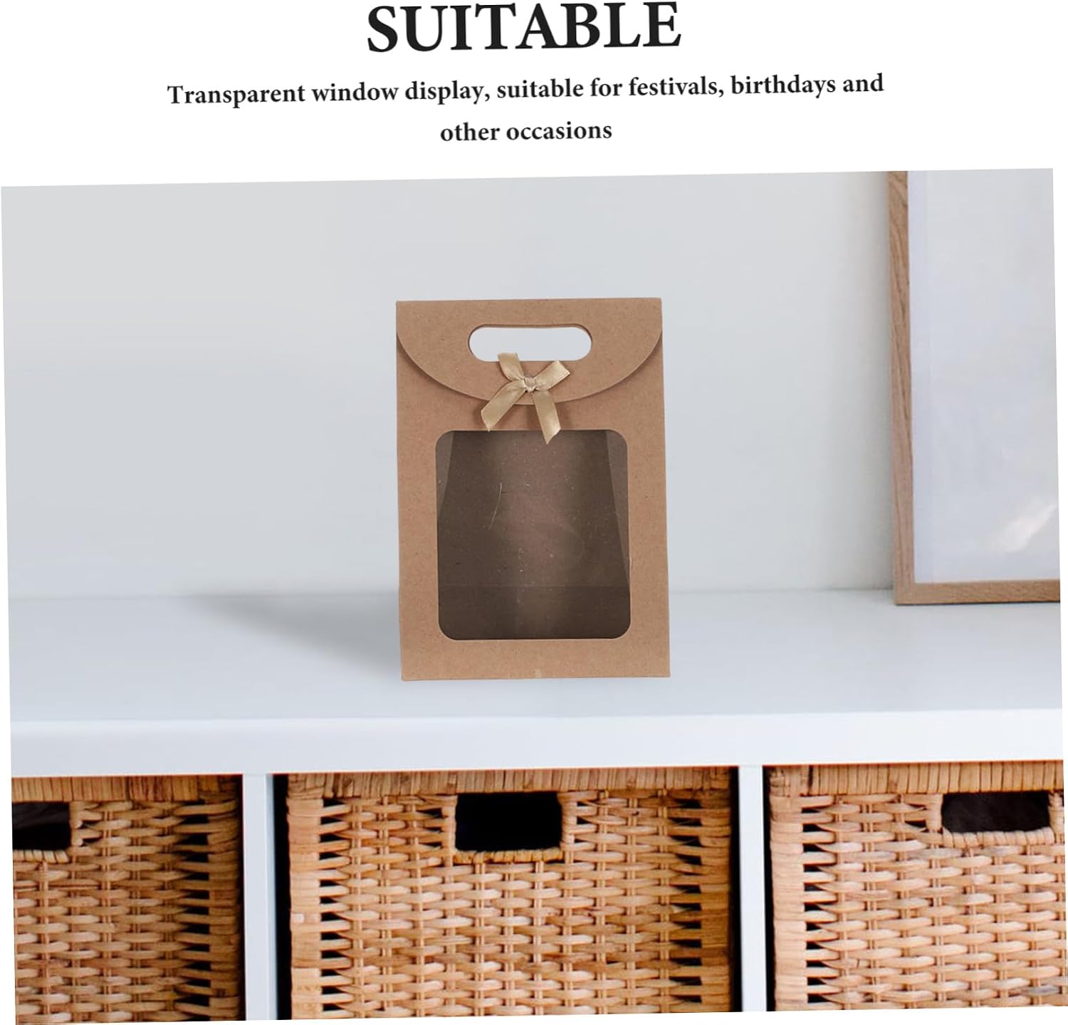 Toyvian 20pcs Kraft Paper Bags with Window Bowknot for Halloween Season image 3