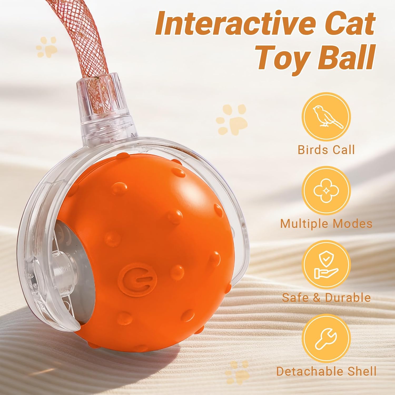 Interactive Cat Ball Toy, Motion Activated Electric Rechargeable Cat Toy image 2