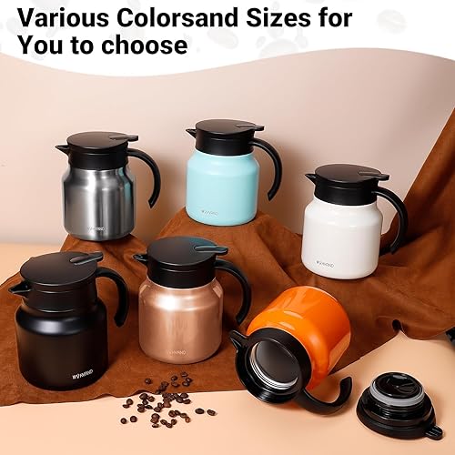 Miniatura 82 de Jarras térmicas de café de 51 onzas para mantener el calor/frío, jarra de café de acero inoxidable, jarra de agua aislada a prueba de polvo