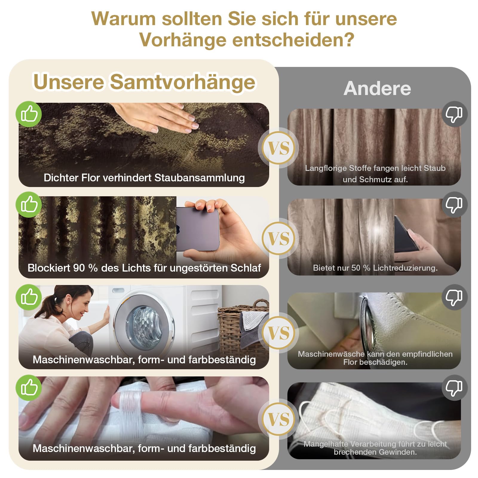 Rosnek Samt Vorhang Blickdicht 2er Set,H274xB132CM Gardinen Kräuselband mit Heißprägen Muster,Thermogardine Verdunklungsgardine mit Multifunktionsband,Braun