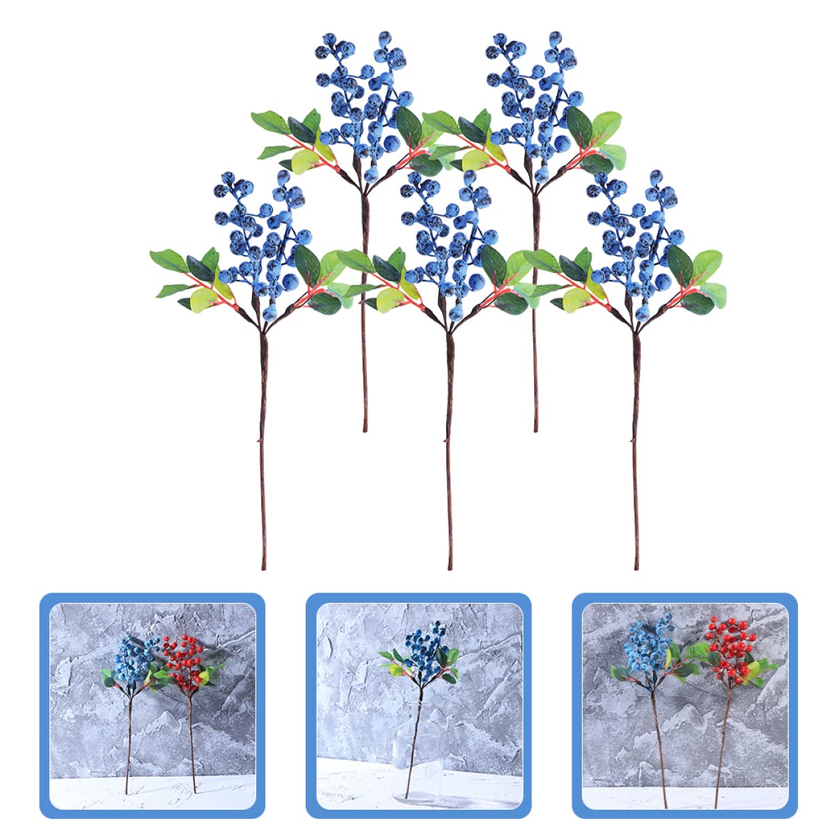 jojofuny 3 Set Di Bacche Artificiali Di Natale Bacche Di Agrifoglio Rami Decorazioni Di Bacche Artificiali 5 Pezzi*3