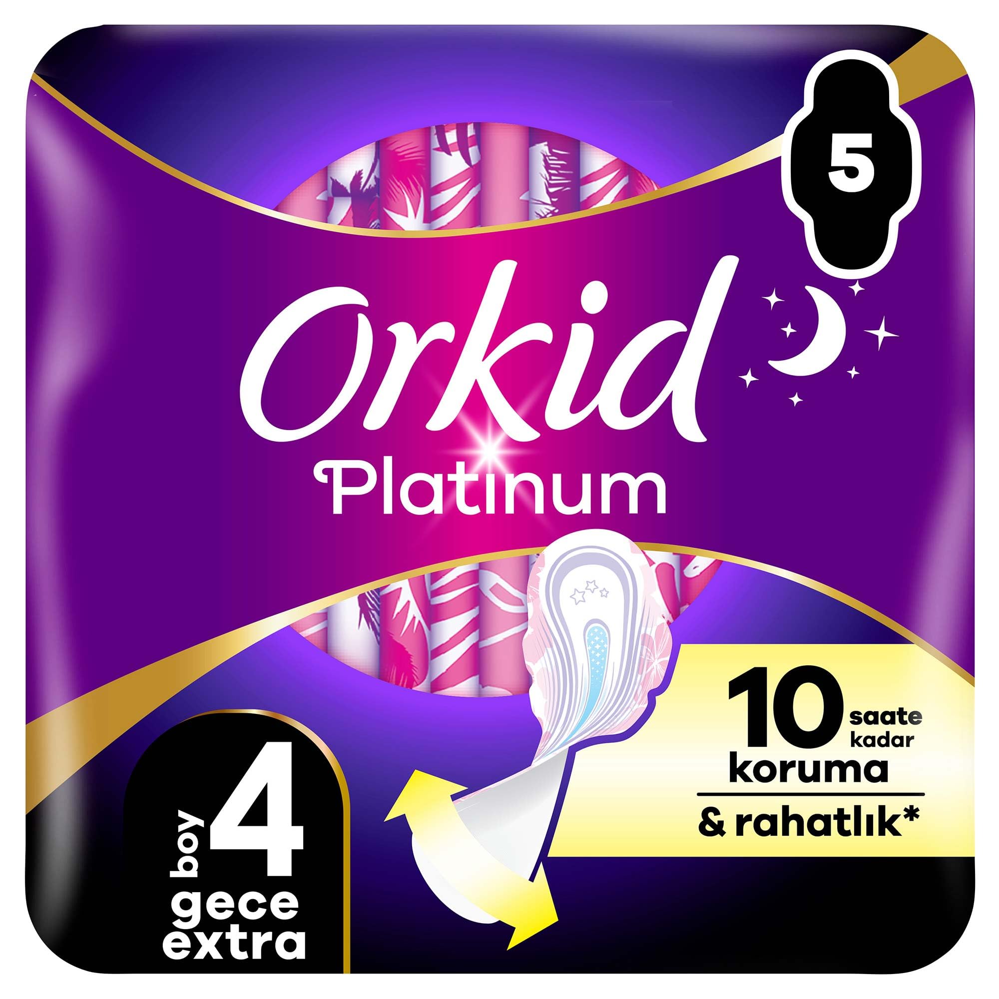 Orkid Platinum Gece Ekstra (Boy 4) 5 Adet Hijyenik Ped
