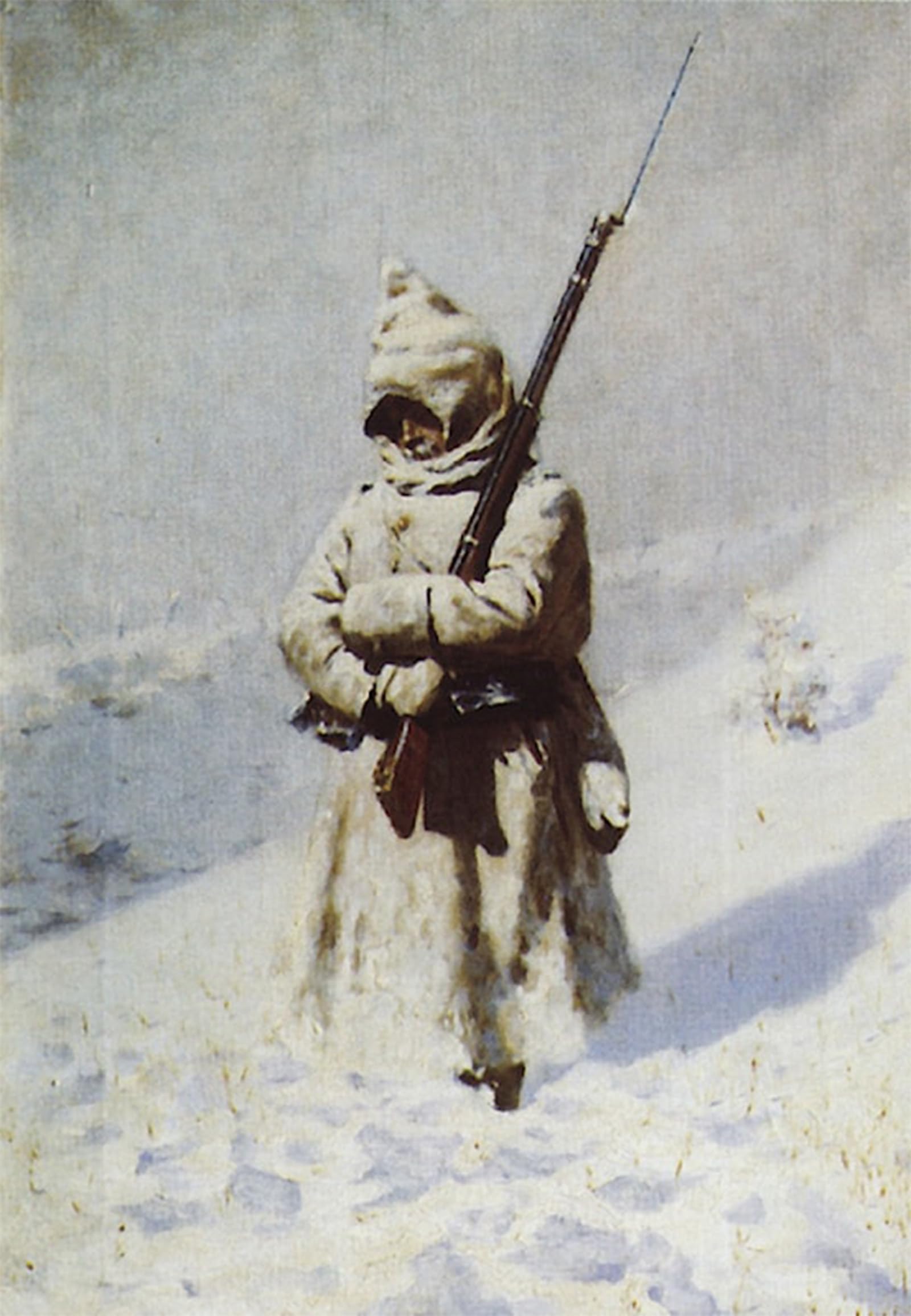 POSTERIIk Famous Modern Artwork Art Mural Soldier in the Snow by Vasily Vereshcagin Oil Paintings Pictures for Home Decor 60x90cm