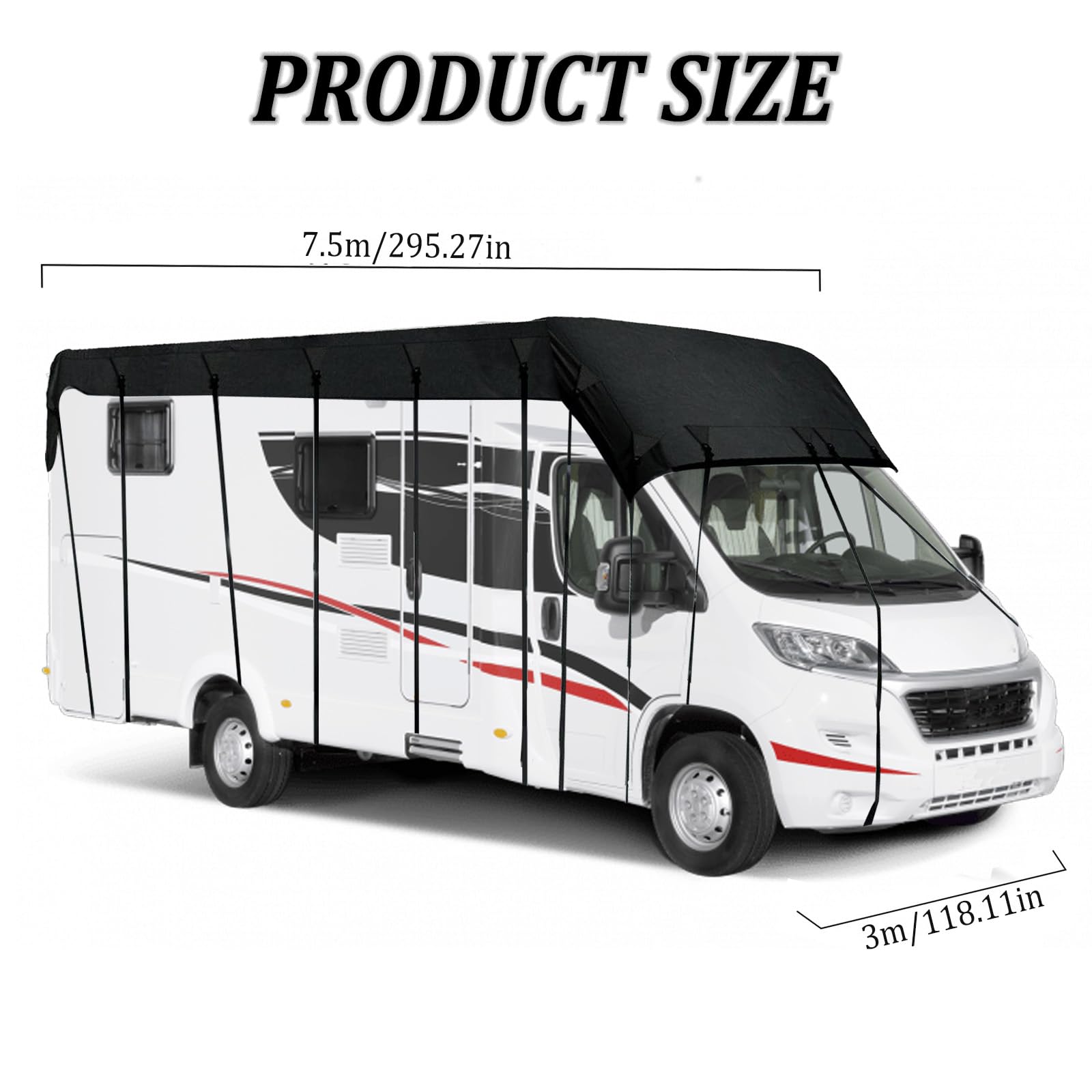 Waterdichte Caravanhoes 8,5 X 3m - Ademende 210D Oxford Camperdekzeil Met Verstelbare Riemen, UV & Vorstbescherming