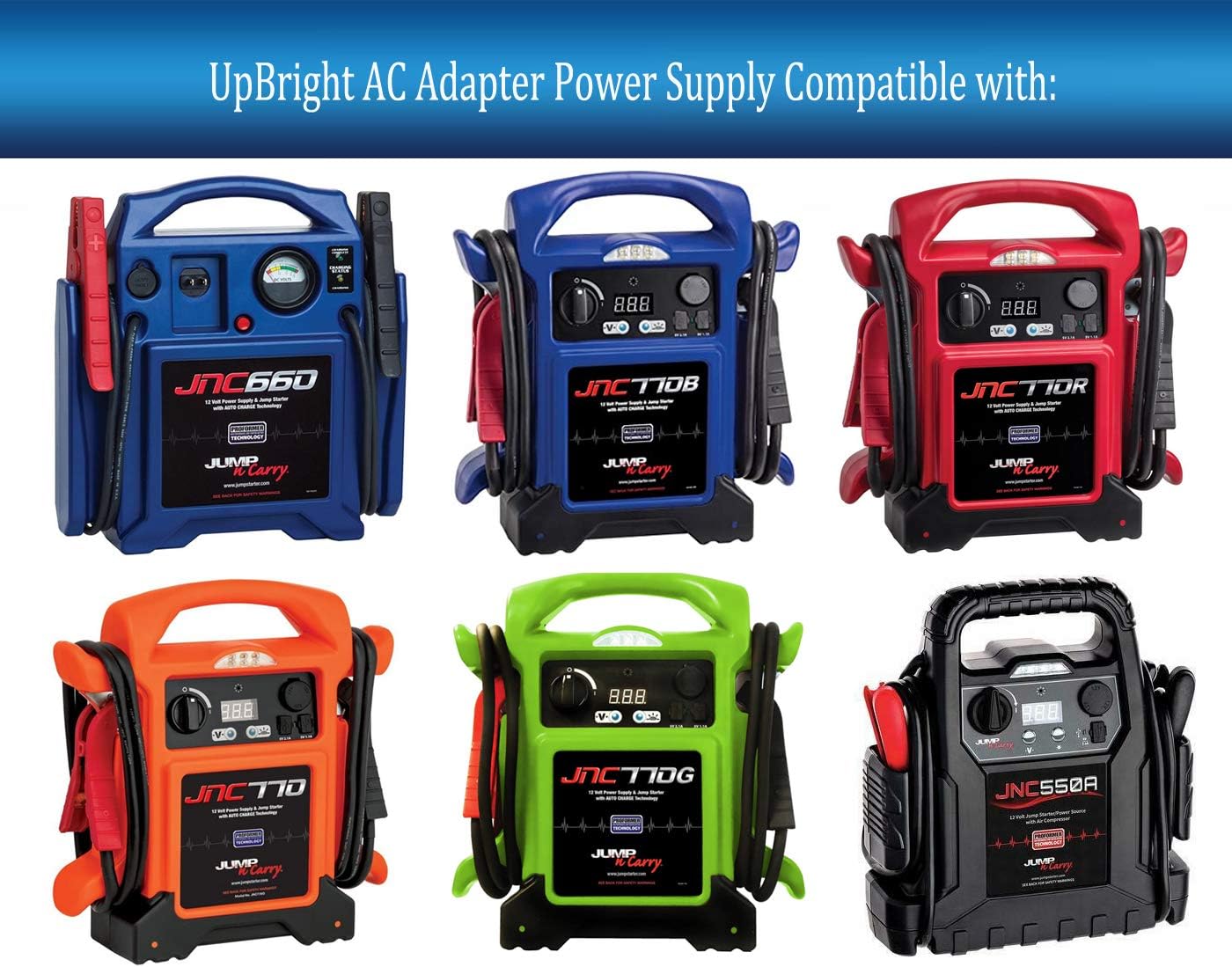 UpBright AC Power Charging Cord Charger Cable Compatible with Jump-N-Carry 12V 12Volt Jump Starter 1700 A JNC350 JNC550A JNC660 JNCAIR JNC770 JNC770B