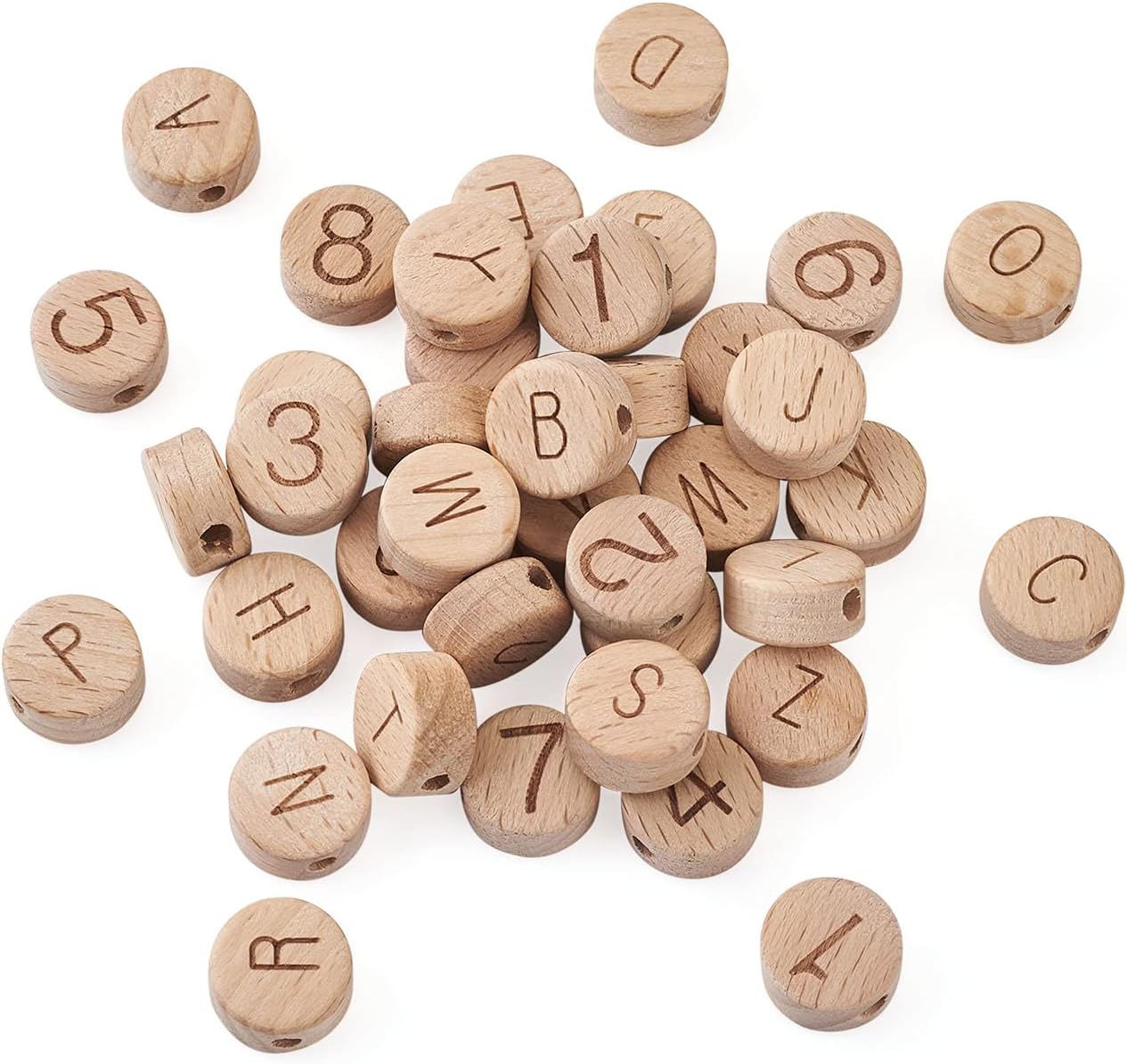60pcs/Set Cherry Wood Beads Natural Wooden Heart Beads Unfinished with Hole for DIY Jewelry Crafts Making Hole: 2mm (20/30/40mm)