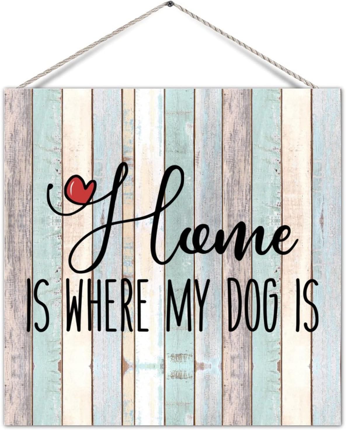 Farmhouse Wood Pallet Sign Home is Where My Dog is Distressed Look Wood Board with Quote Wooden Wall Pediment Farmhouse Wall Hanging Decor for Porch Lake House 16 Inch