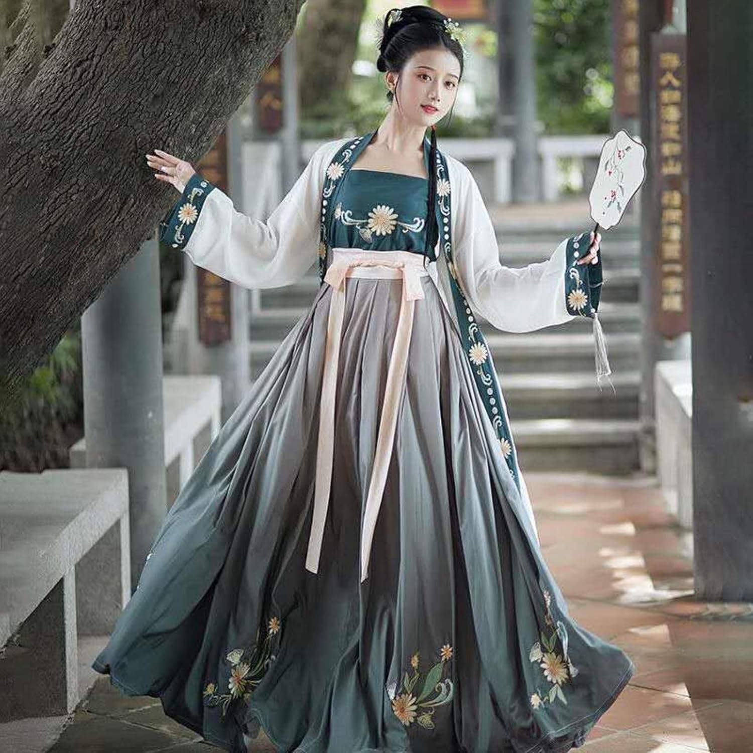 中国風の伝統的な韓服ダンスステージ衣装ドレス妖精エレガントな刺繍蝶 