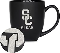 Vista 14 de Rico Industries NCAA #1 Dad - Taza bistró de cerámica negra mate grabada con láser, de 15 onzas, para bebidas calientes o frías