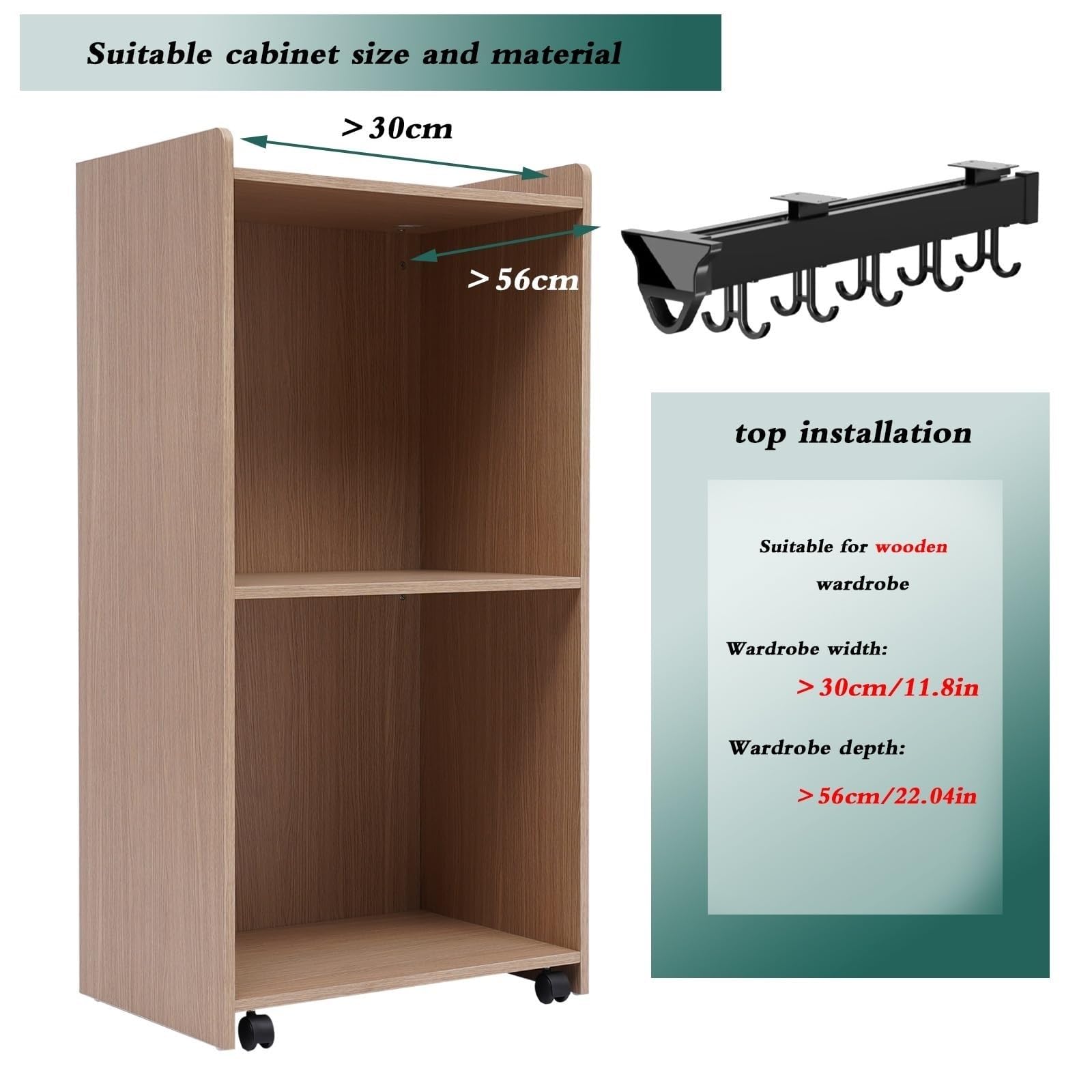 26-56CM Support De Balai Et De Serpillère Extractible, Organisateur De Rangement Coulissant Pour Placard, Organisation Et Rangement De La Buanderie, Crochets D'organisation Du Garage(51cm/20.0inch)