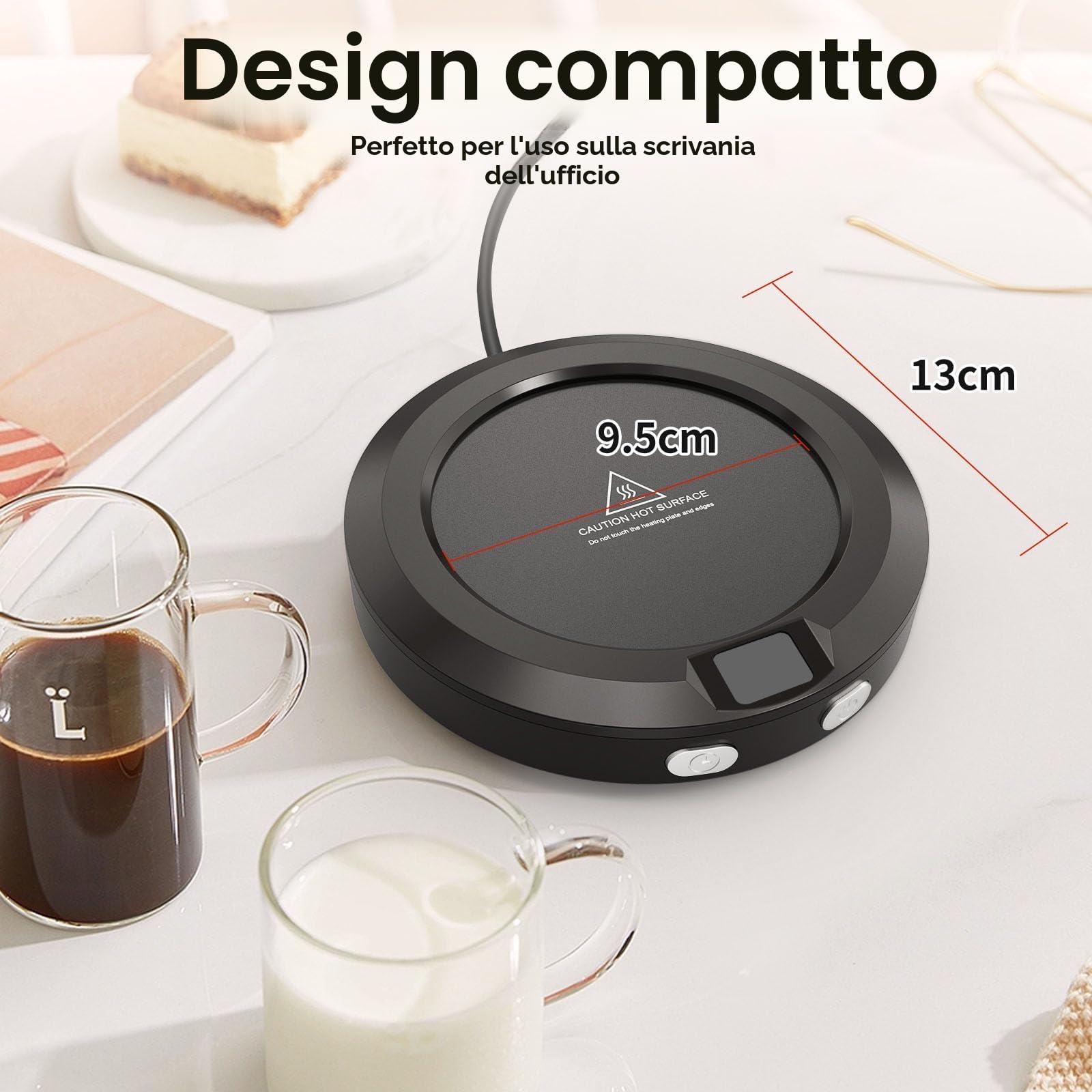 Accwork Scaldatazze Scalda Tazze da Caffè, Scalda Bevande Scalda Latte, Tè con con 3 impostazioni di temperatura - 2-12H Spegnimento Automatico, Scalda Caffè per Ufficio, Casa