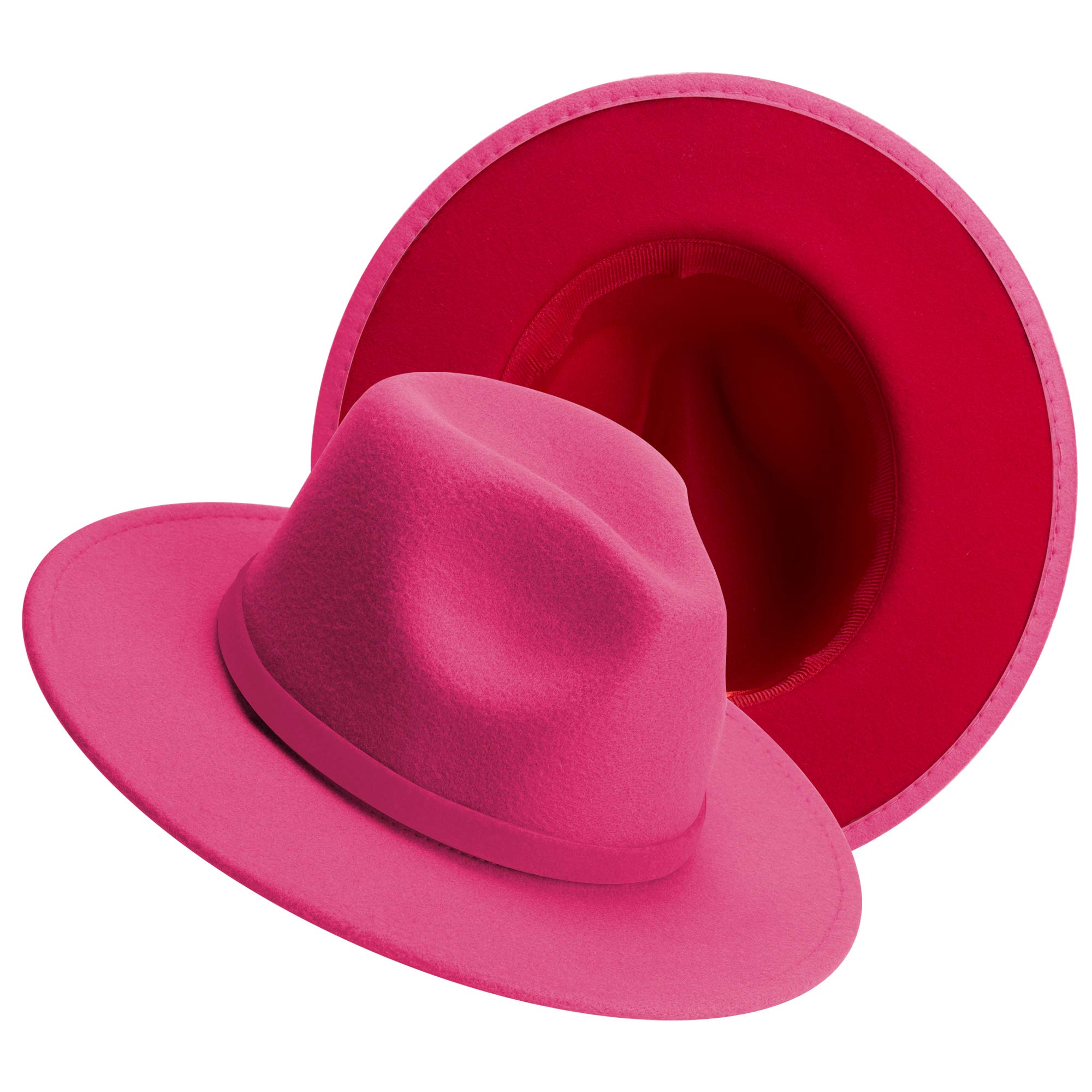 KUJUHA Women Men Wide Brim Fedora Hat