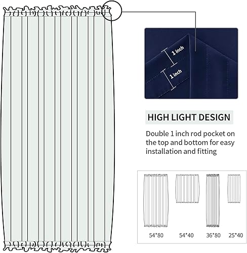 Miniatura 147 de DWCN Cortinas para puerta francesa: cortina térmica con bolsillo para barra para puertas con ventana de cristal, puertas de cocina y patio