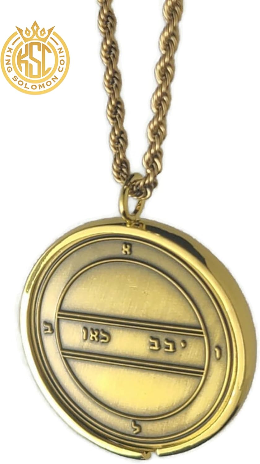Second Pentacle of Mercury + 72 names of God + 1FitAll King Solomon Coin bezel kabbalah seal talisman Necklace