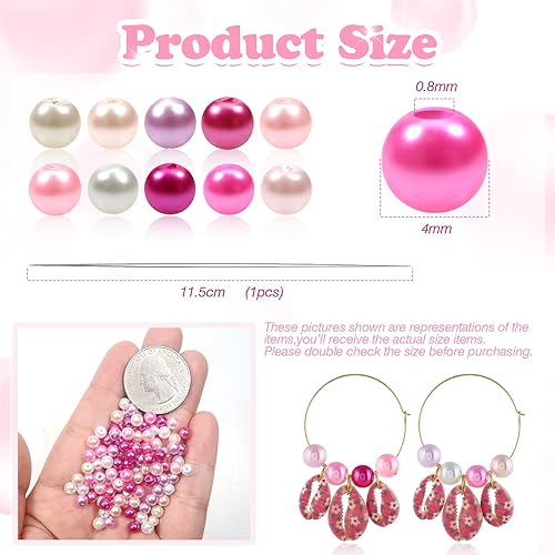 Miniatura 2 de TOAOB - 1000 cuentas de perlas de 0.116 pulgadas (0.157in), cuentas de perlas de vidrio de varios colores, cuentas redondas pequeñas para