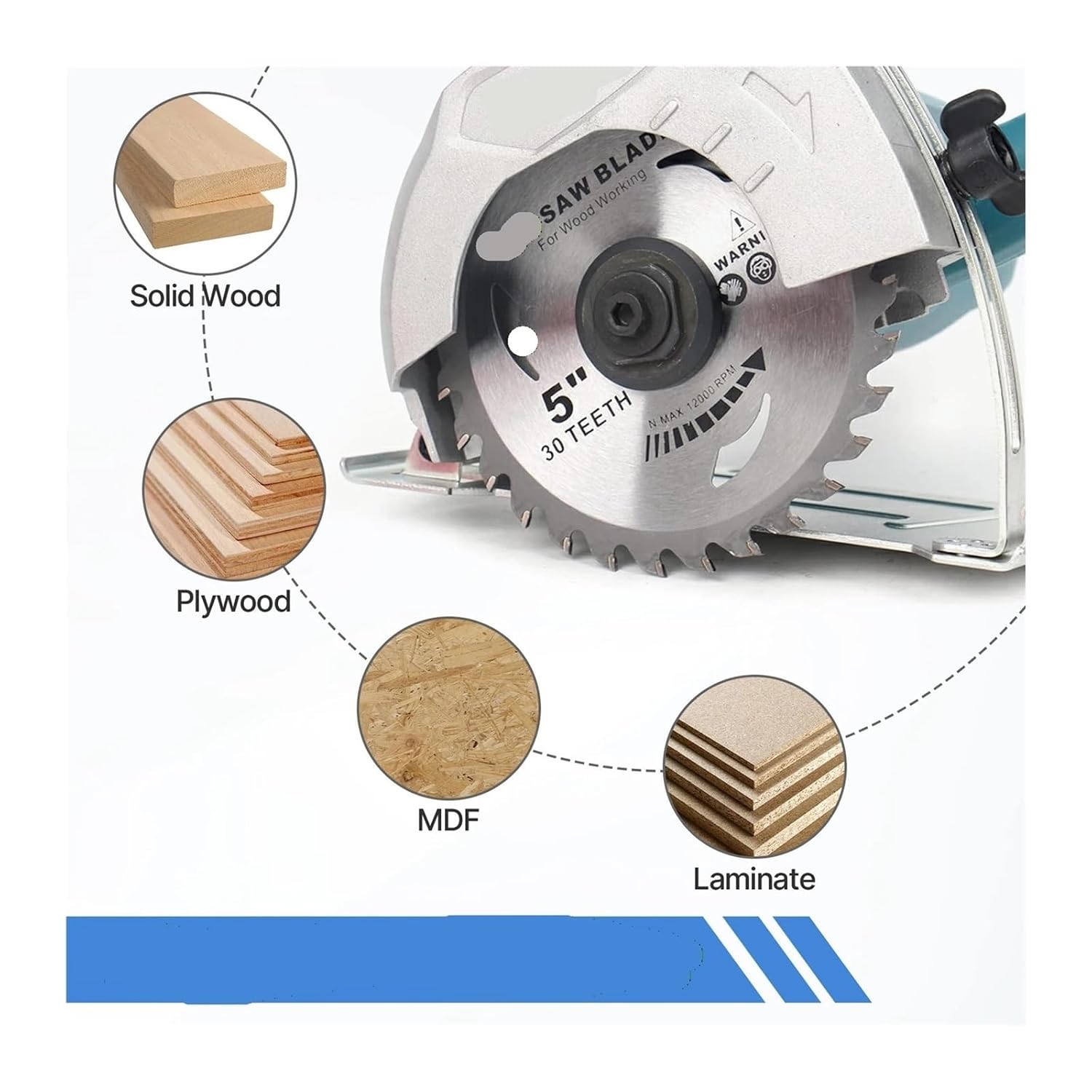 4-9inch Alloy Woodworking Double Side Saw Blade Circular Cutting Disc Rotating Drilling Tool for Wood Plastic Aluminum and Steel(110x1.6x20x30T)