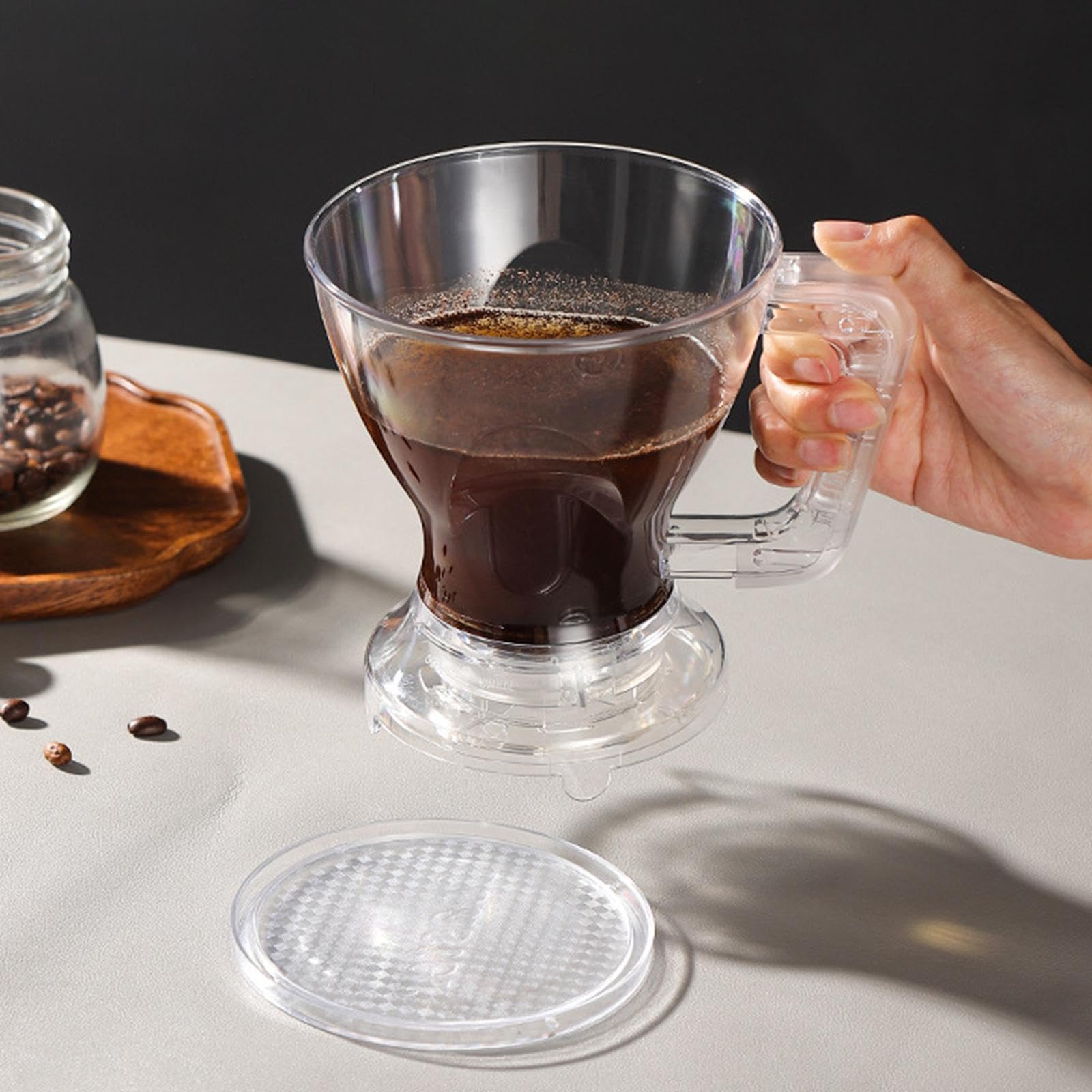 Gralara Taza de Café con Gotero para Verter, Fácil de Limpiar, Portátil, Ligera, Accesorio para Viajes, Senderismo Y Camping, Blanco, Individual