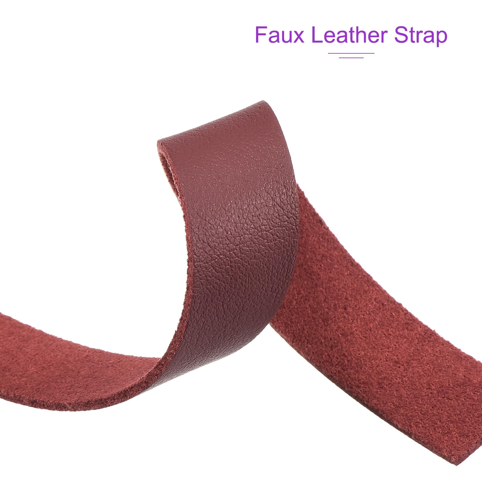 DMiotech Dark Red Faux Leather Strap 0.6 Inch Wide 78 Inch Long Flat Leather Belt Strip 1.3mm Thick Single Sided Cord for Arts Craft DIY Traction Ropes - Image 4
