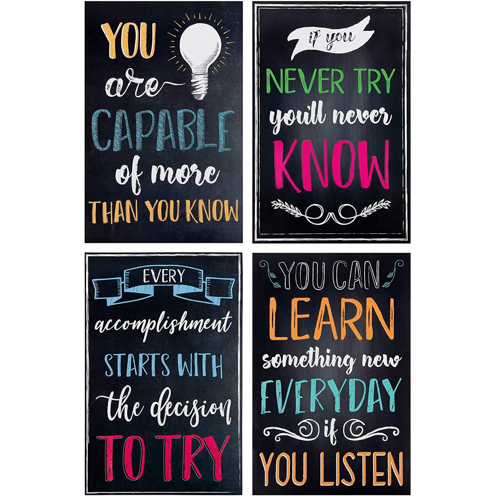 Inspirational Quote Posters, Growth Mindset Designs for Classroom