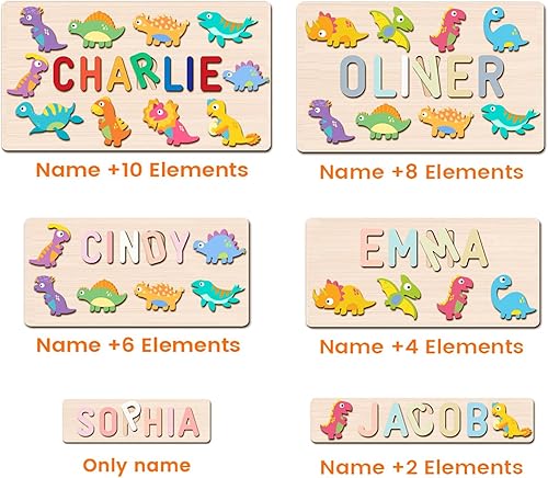 Miniatura 5 de Gowelly Rompecabezas de madera con nombre para niños, regalos de cumpleaños de Navidad para bebés de 1 a 3 años, rompecabezas personalizados para