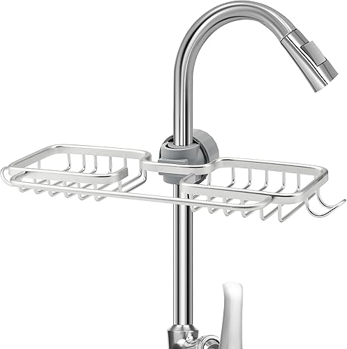 Ravinte Soporte de esponja para fregadero de cocina, soporte de esponja para fregadero de drenaje colgante sobre el soporte de esponja para