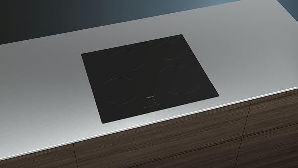 Siemens ET61RBNA1E, iQ300, piano cottura elettrico da 60 cm, autosufficiente, senza cornice, prodotto in Germania, touchControl, zona arrosto commutabile, zona cottura a 21 cm, spegnimento di - 3