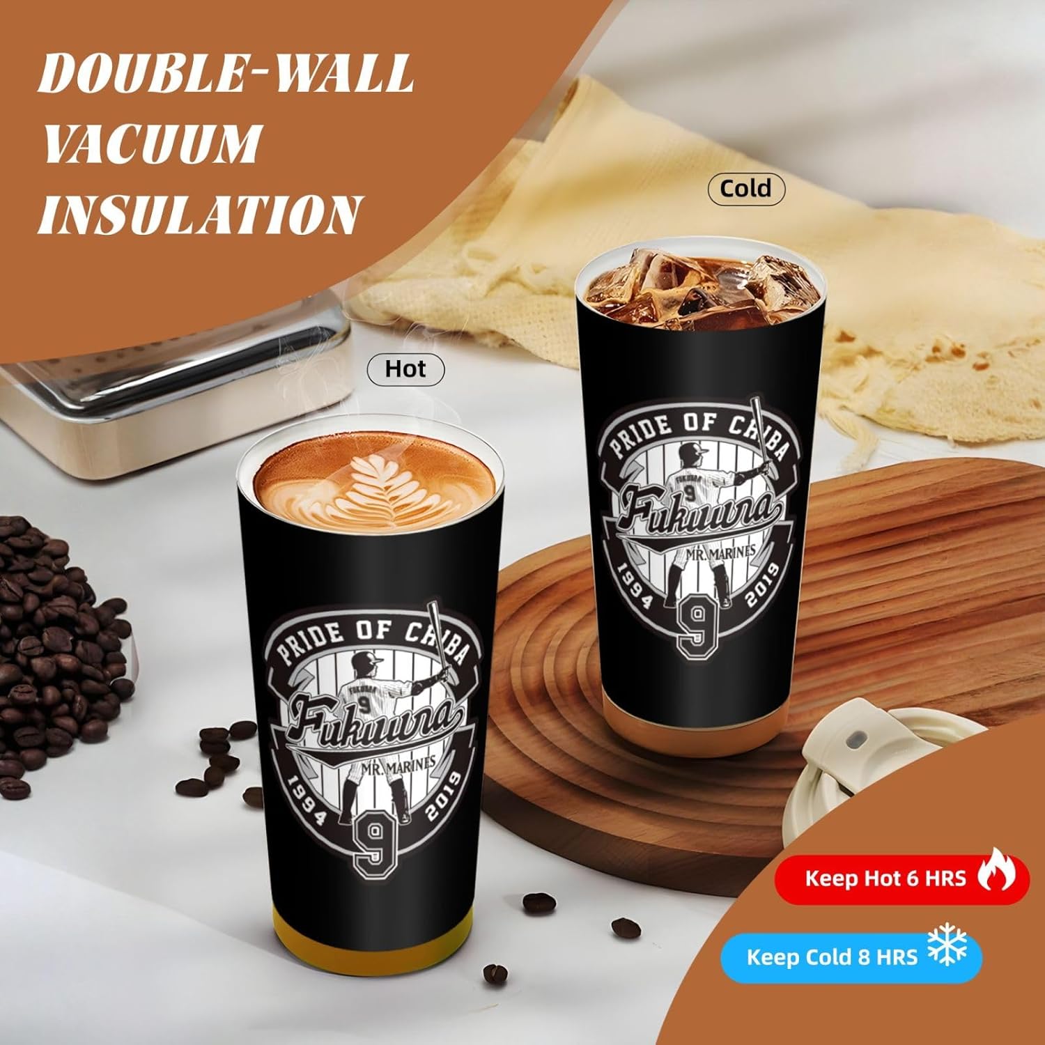 千葉ロッテマリーンズ タンブラー 500ml 蓋付き 水筒 マグボトル 真空断熱 多重構造 316ステンレス 保温保冷 直飲み 持ち