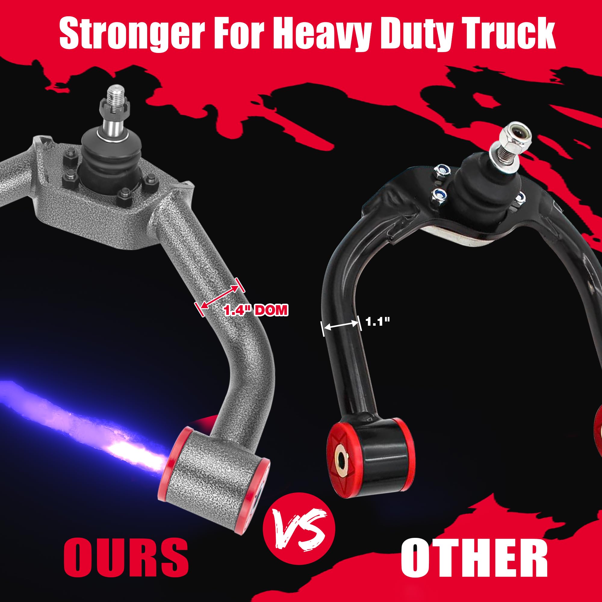 KSP 2-4inch Upper Control Arms for Silverado 2500HD 3500HD 2011-2019, Adjustable Tubular A-Arms Replacement Factory/Stock Arms After 2-4" Lift for 2011-2019 Sierra 2500HD 3500HD, Package of 2 (Black)