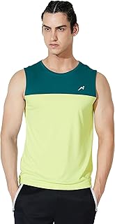 Amazon Brand - Symbol Men's Polyester Color Block Active Regular Fit Sports | Round Neck | Sleeveless T-Shirt Price In India